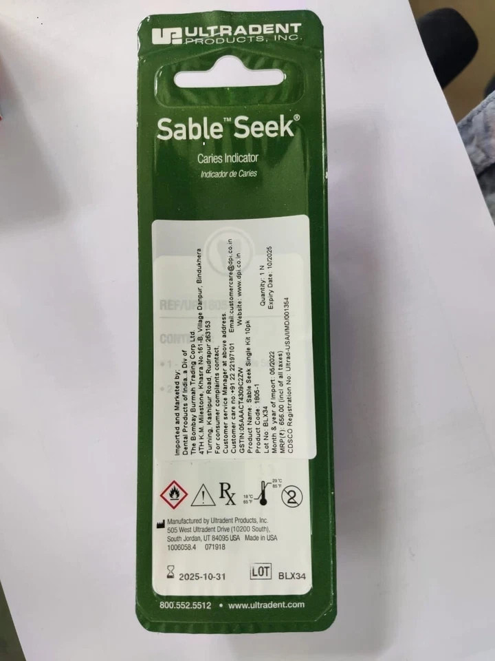 Sable Seek Caries Detector Dye Indicator Dentin Green Color 1.2ml (Fast Ship)