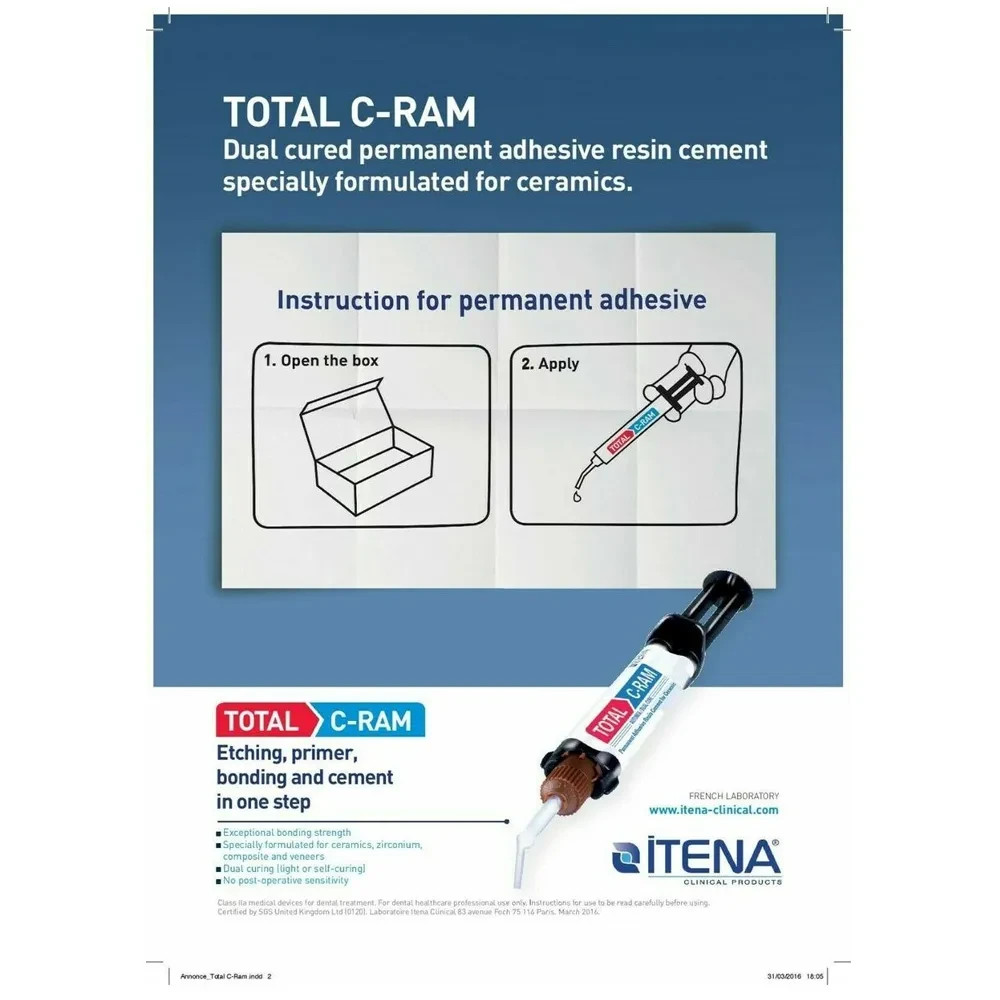 ITENA Total C-Ram Self Adhesive Resin Cement | Metal Ceramic Zirconia Free Shi