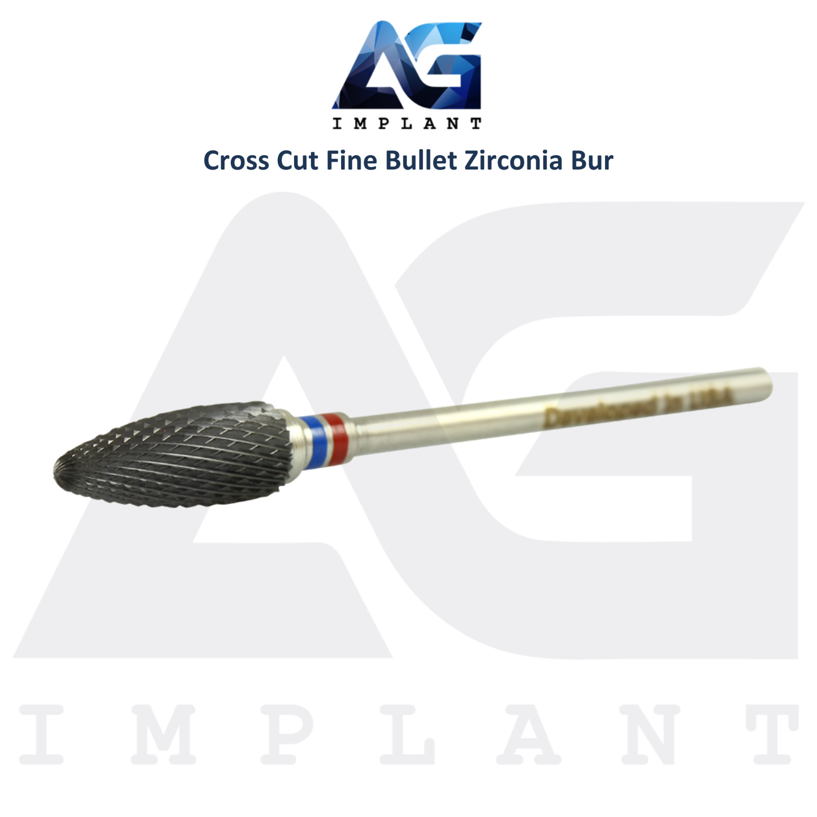 Dental Cross Cut Fine Bullet Zirconia Bur Ø6.0mm x 14mm Trimming Tool Lab