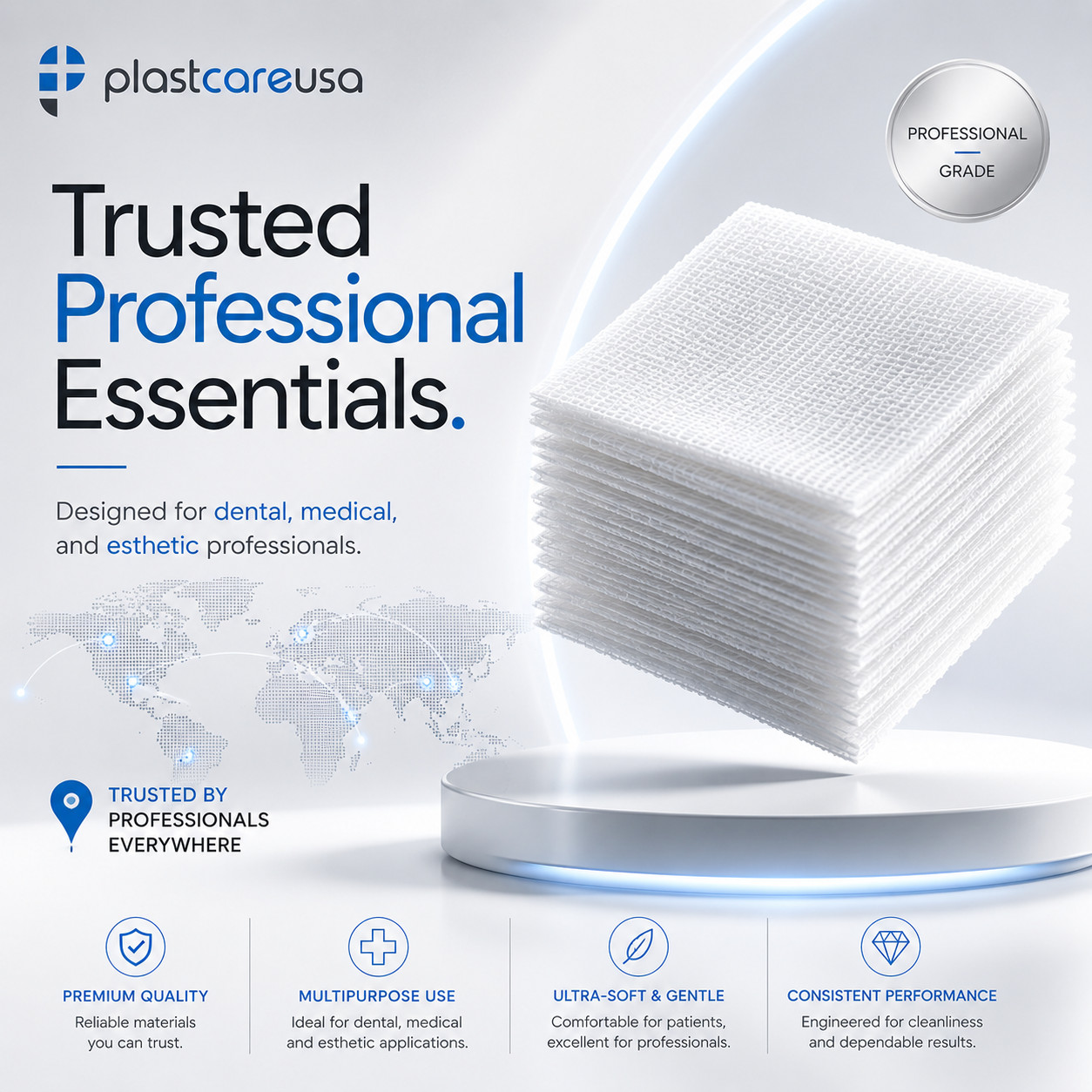 10000 2×2 Non Woven Sponges 4-Ply, Non-Sterile Cotton Dental Gauze (2 Case)