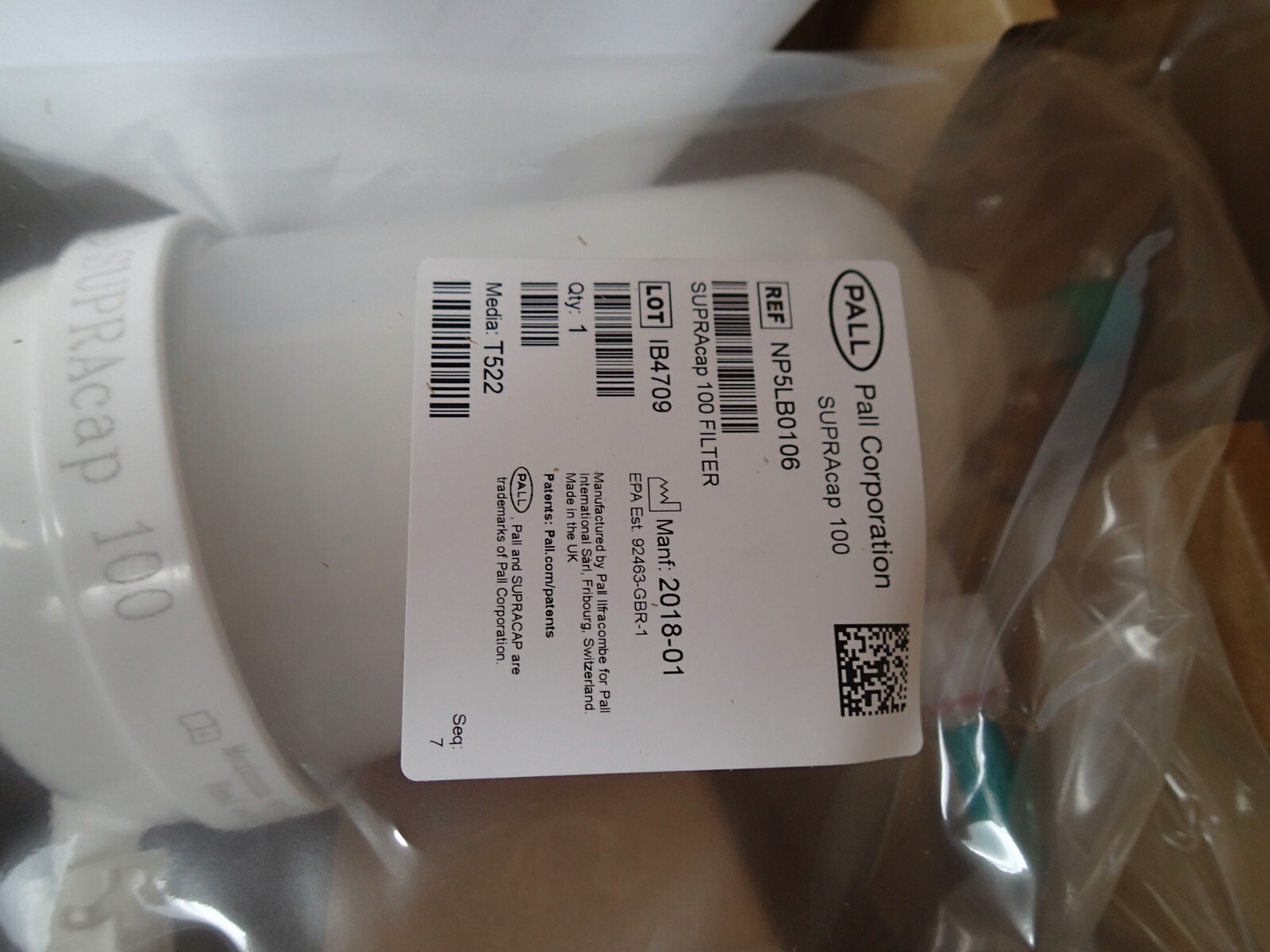 Pall Pall NP5LB0106 Supracap 100 Capsule Depth Filter MFG 2018 NEW