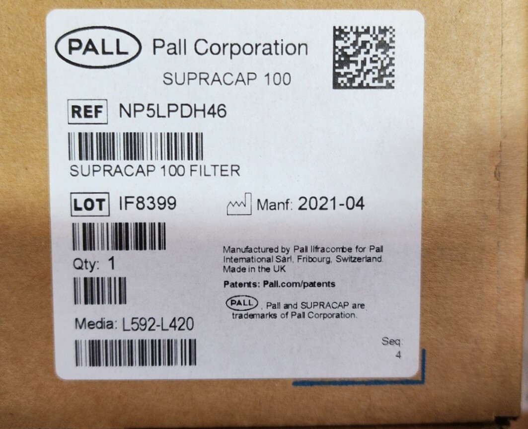 CYTIVA NP5LPDH46 Supracap 100 depth filter capsule, in-line style, 5 in
