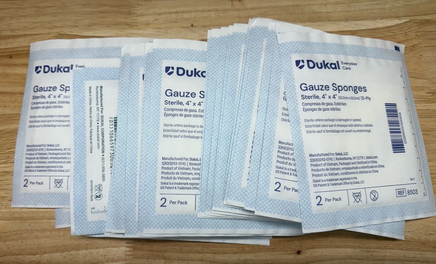 Dukal 8503 Gauze Sponges 4×4” Sterile 100% Woven, 12-Ply 25 Count Tray