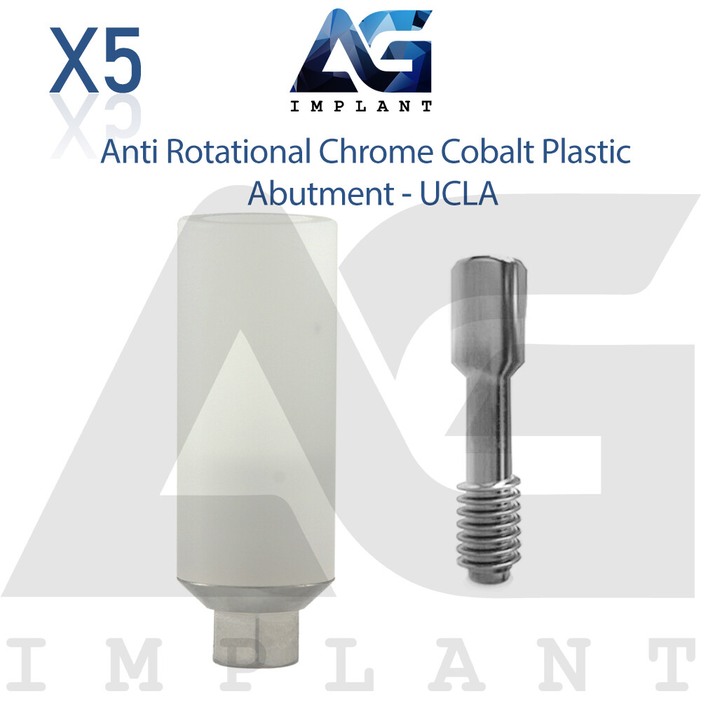 5 Anti Rotational Chrome Cobalt Base Plastic Abutment UCLA Int Hexagon 2.42mm