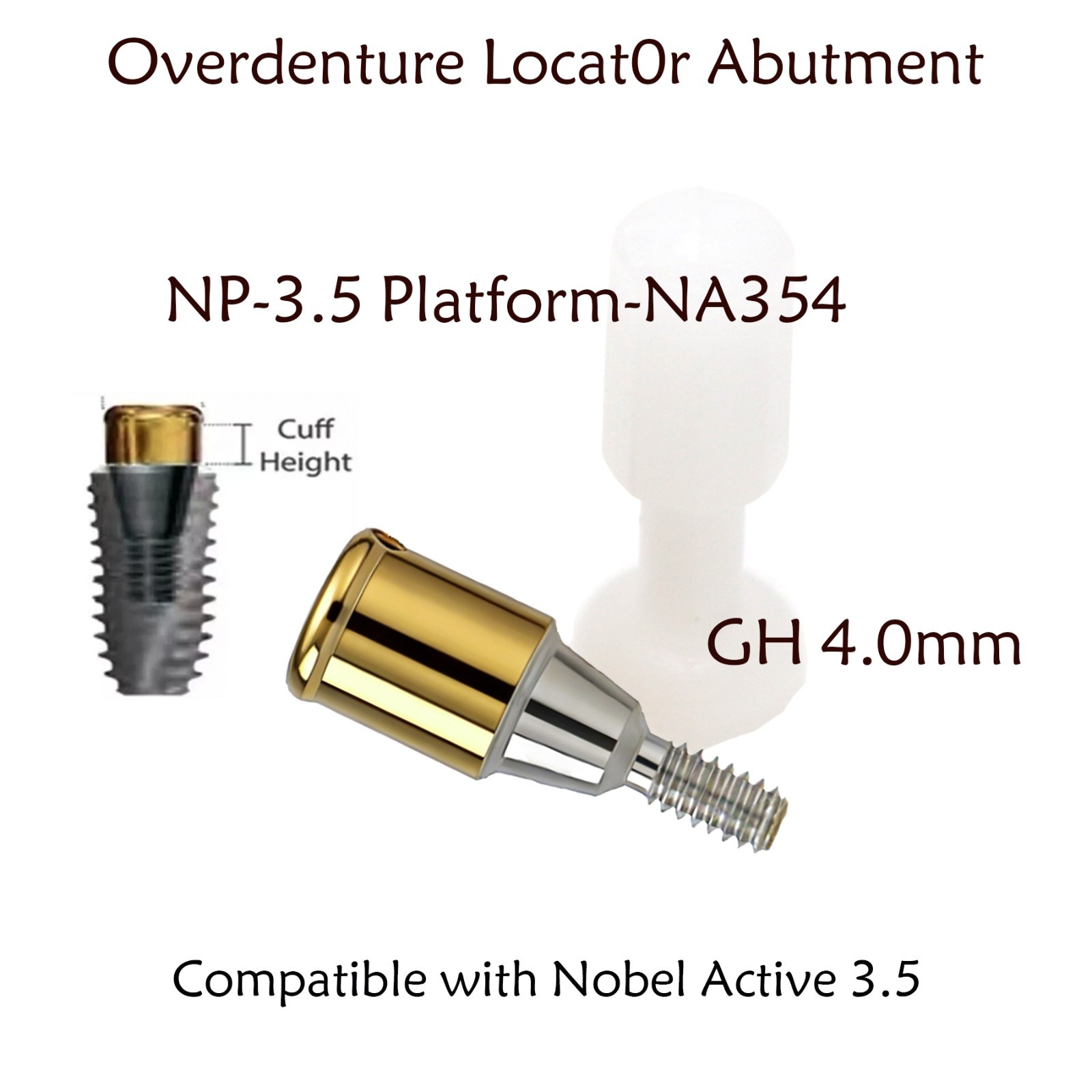 Zest Locator Anchor Abutment for NOBEL NobelActive Conical Connection NP 1-5mmGH