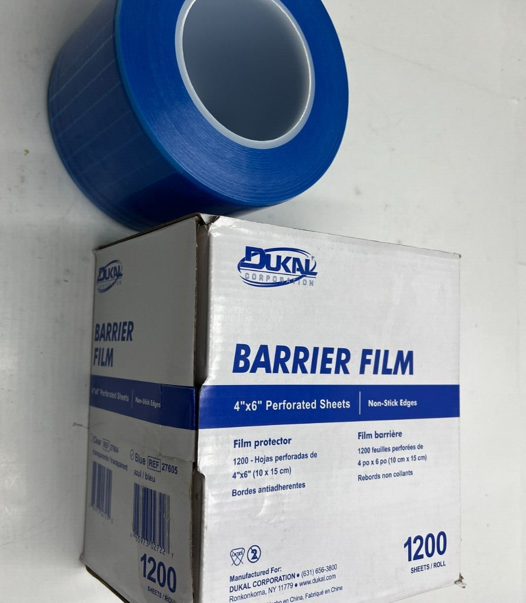 QTY 2 Dukal Barrier Film 4×6″ Perforated Sheets Blue Non Stick 1200 Sheets 27605