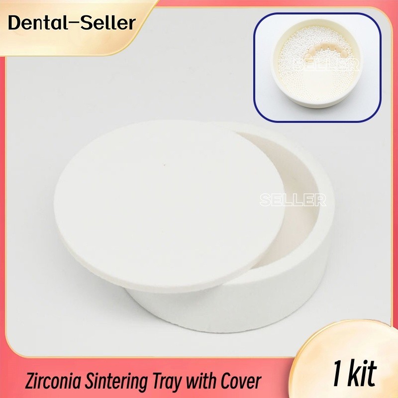 Dental Lab Zirconia Sintering Tray Crucible Plate 90x35mm With Cover White 1 kit