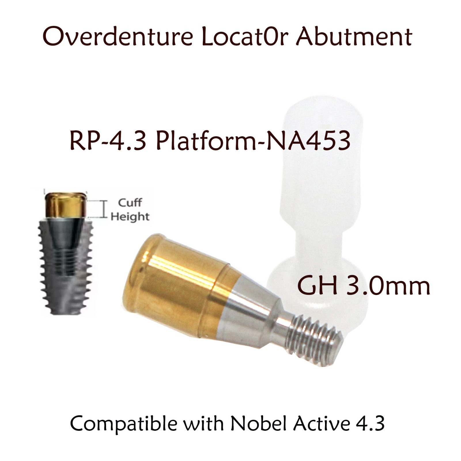 Dental Overdenture Locator Abutment Fit Hiossen Osstem/Nobel Biocare/Zimmer/MIS