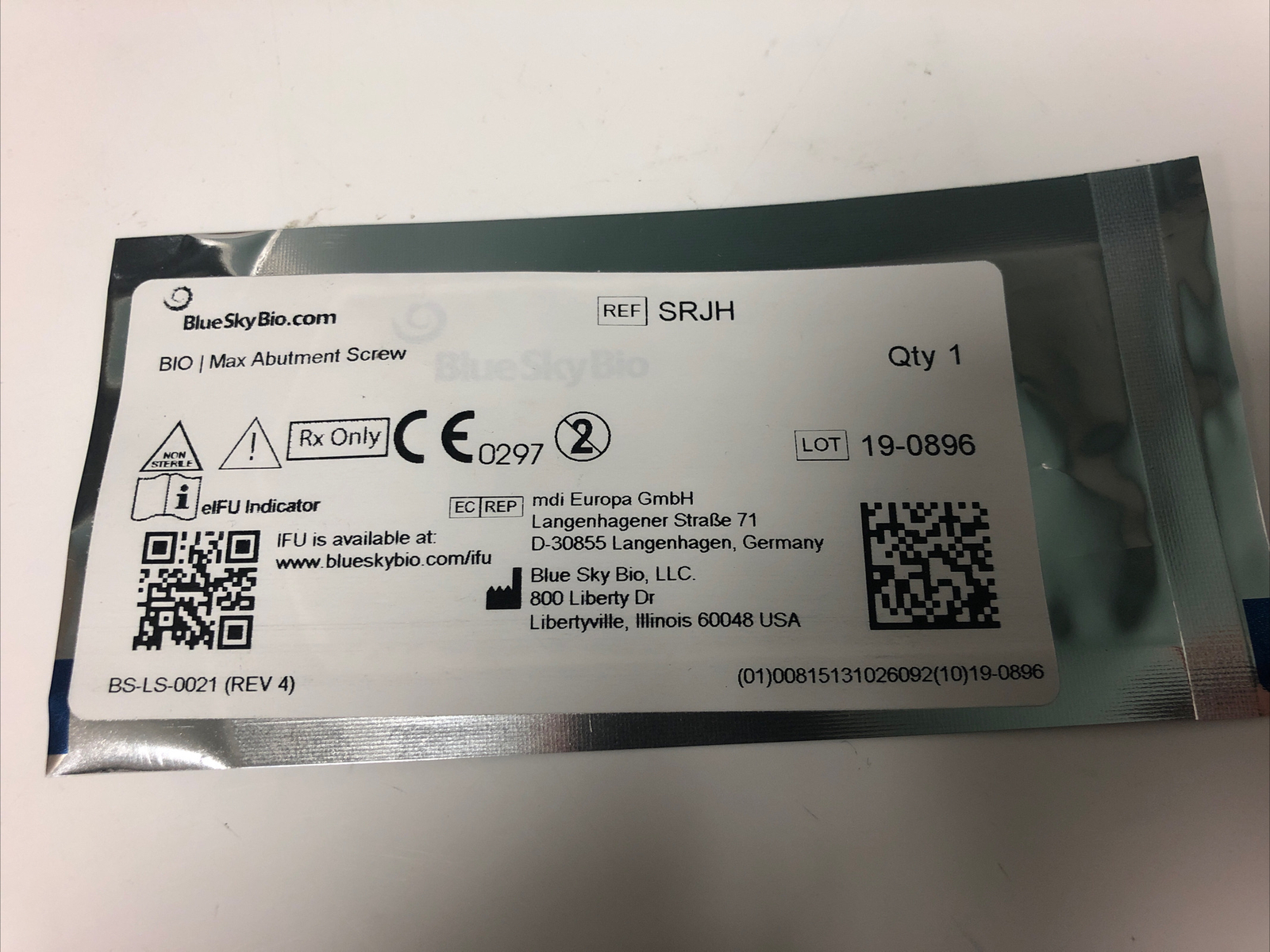 Blue Sky Bio MAX Abutment Screw – REF: SRJH