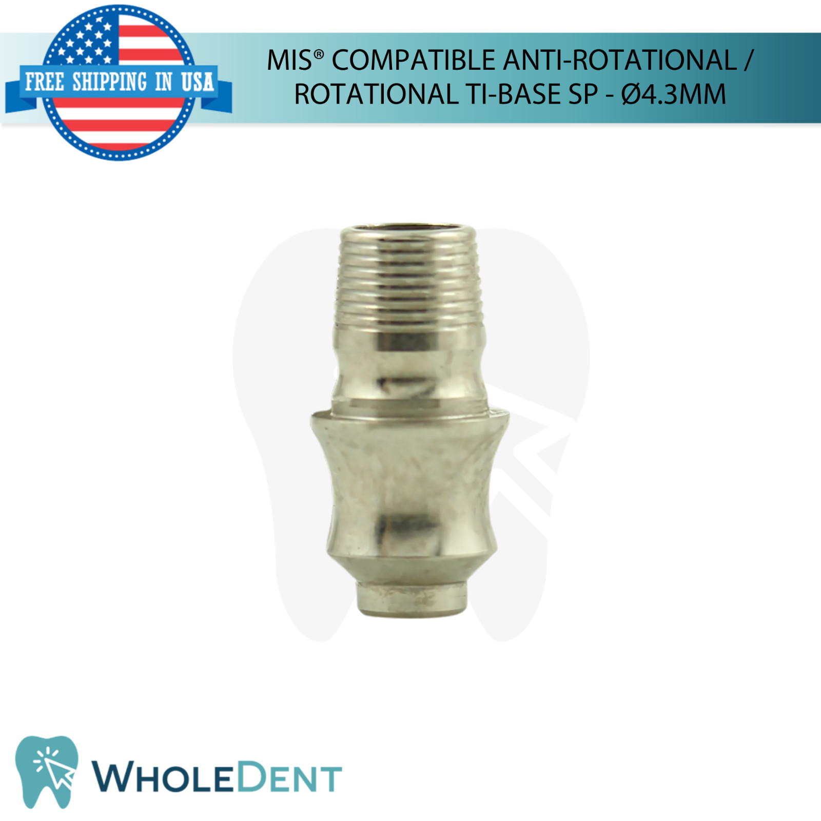 5x Dental Anti-Rotational / Rotational MIS® Compatible Tibase SP Ø4.3mm Int Hex