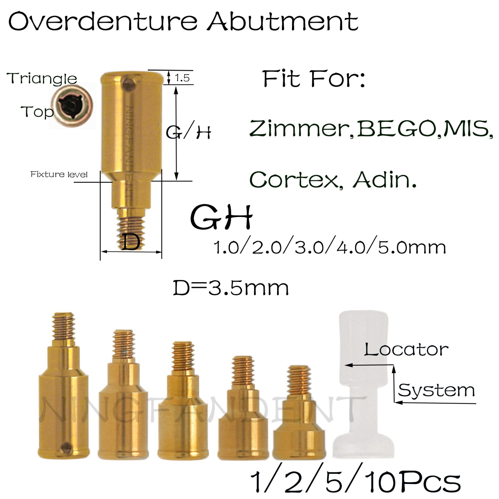 Zimmer Adin Mis Bego Locator Abutments For 1-5.0mm,Dental Wrench screw driver