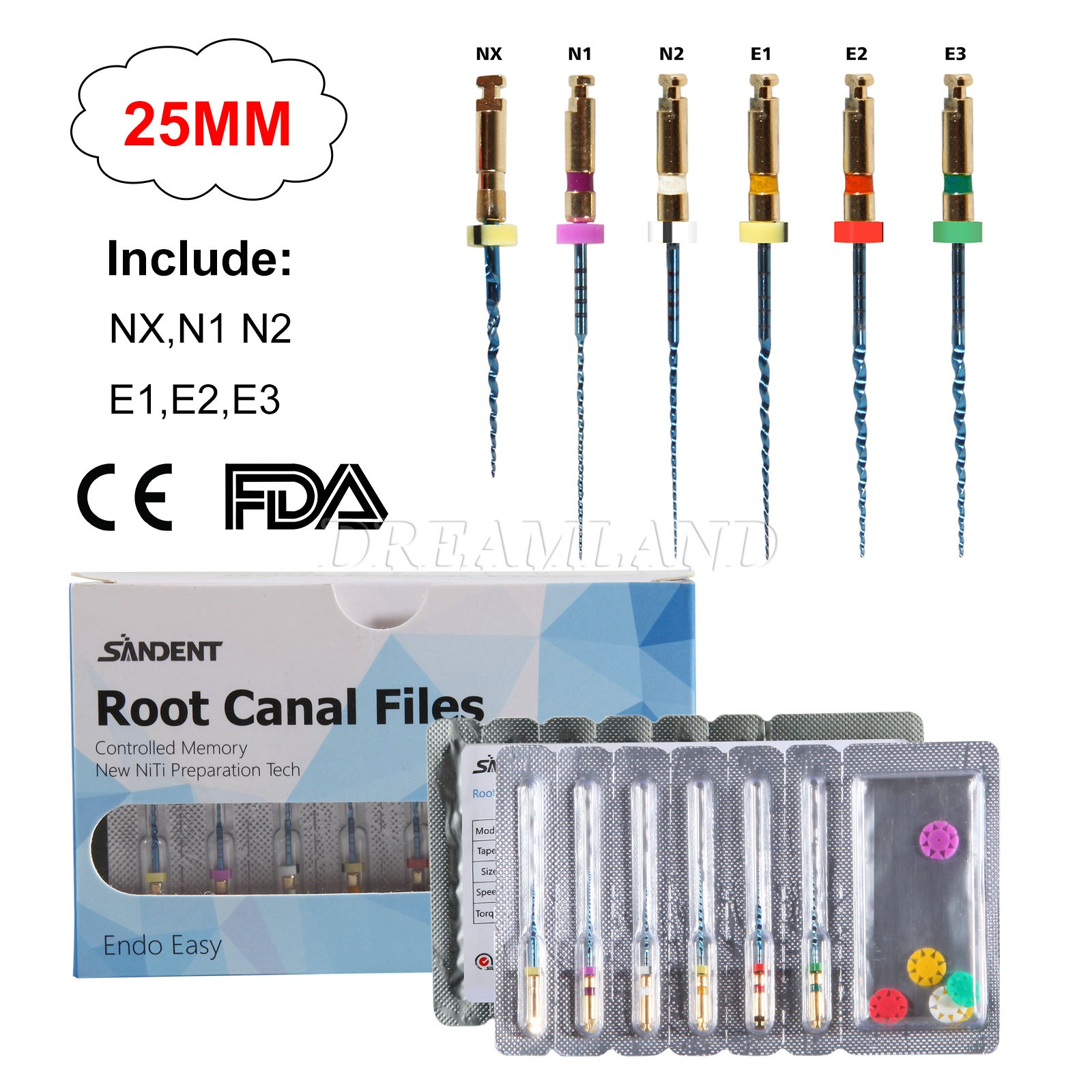 100pack Dental NiTi Super Rotary Files for Endodontic Endo Motor Root Canal 25MM