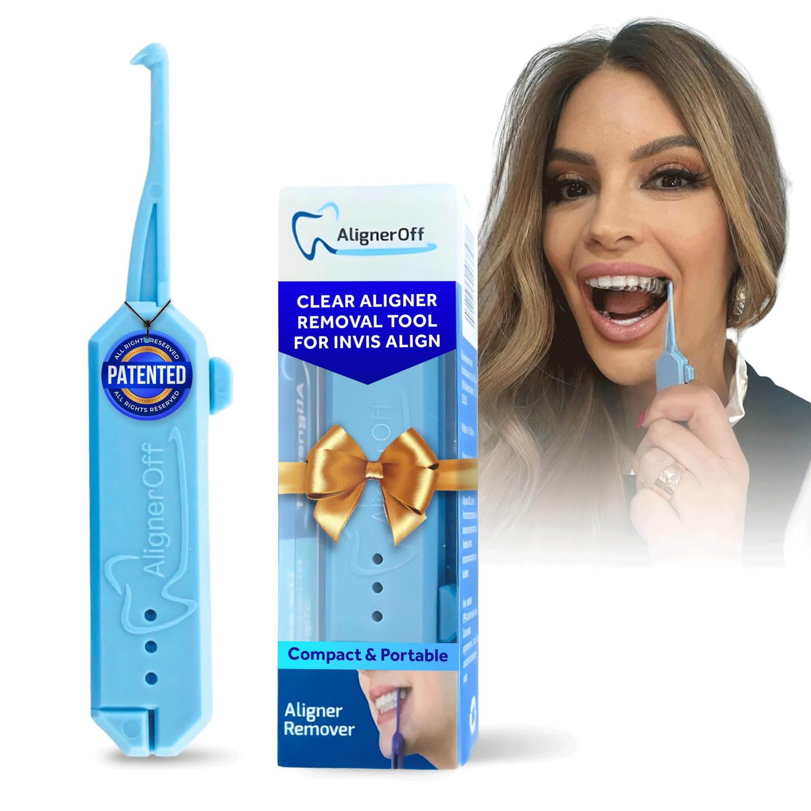 AlignerOff Retractable Aligner Removal Tool – Hygienic Clear Small, Blue