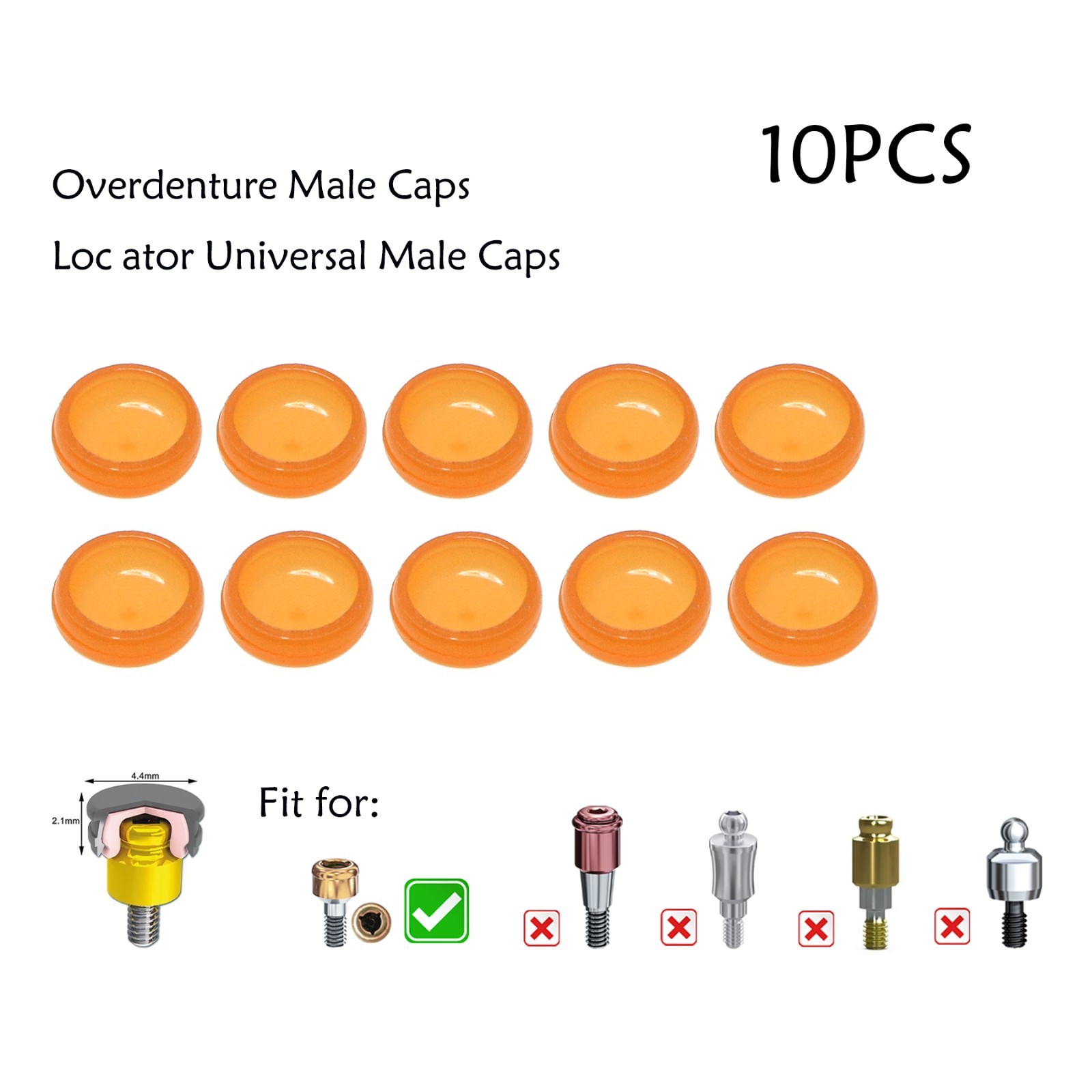 10Pcs Dental Overdenture Locator Abutments Retention Caps For Implant Inserts
