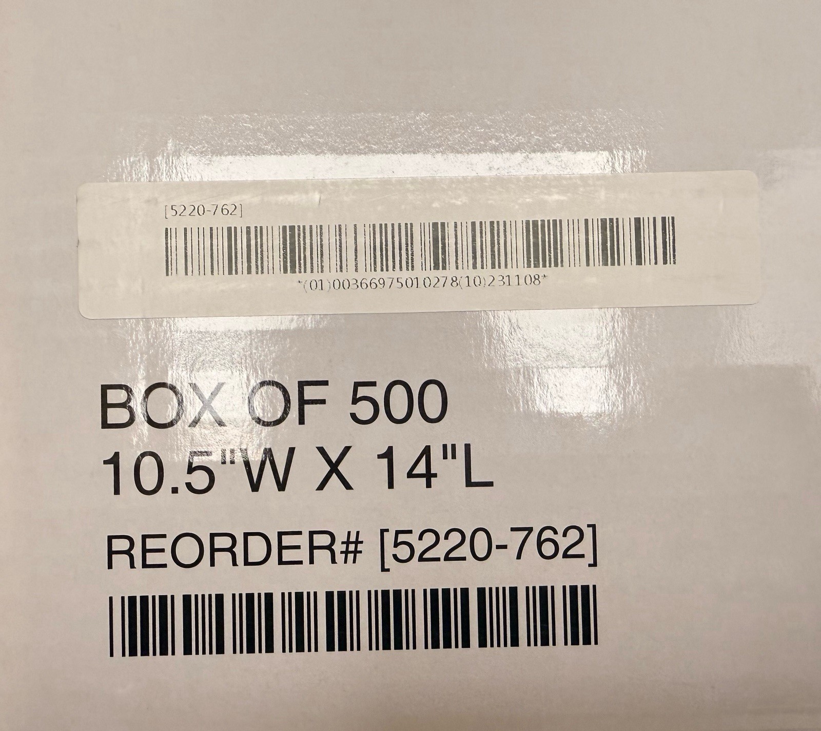 Dental Tray Sleeves Box of 500 Unopened 10.5”W x14”L .