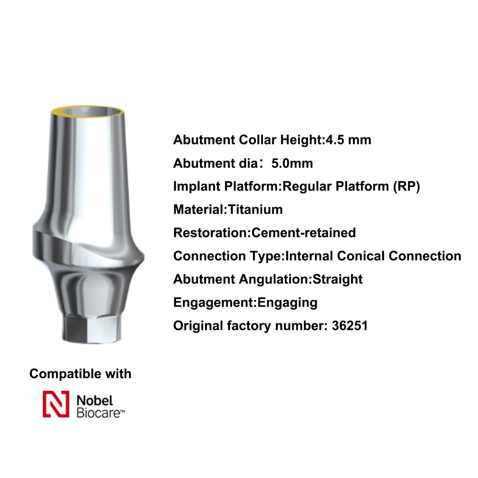 Dental Esthetic Abutment Conical Connection NP/RP/WP fits Nobel Active &CC Plat