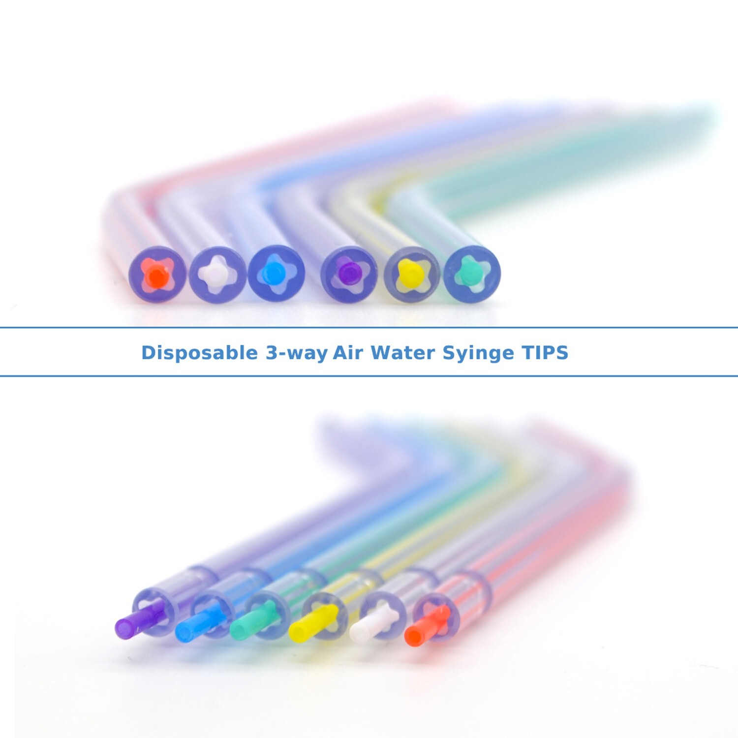 2000 Dental Disposable Air Water Syringe Tips-Rainbow Inner Clear Outer Tube