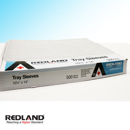 REDLAND Tray Sleeves Size B 10.5” x 14” Clear Disposable Dental Vet 500/Box –