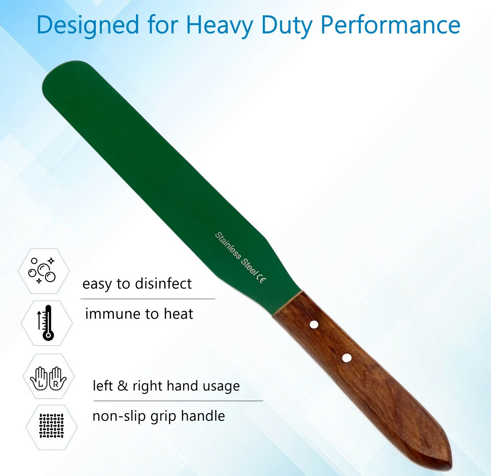 Lab Spatula PTFE Coated Non-stick Blades 8”, Ergonomic Handle,Laboratory Tools