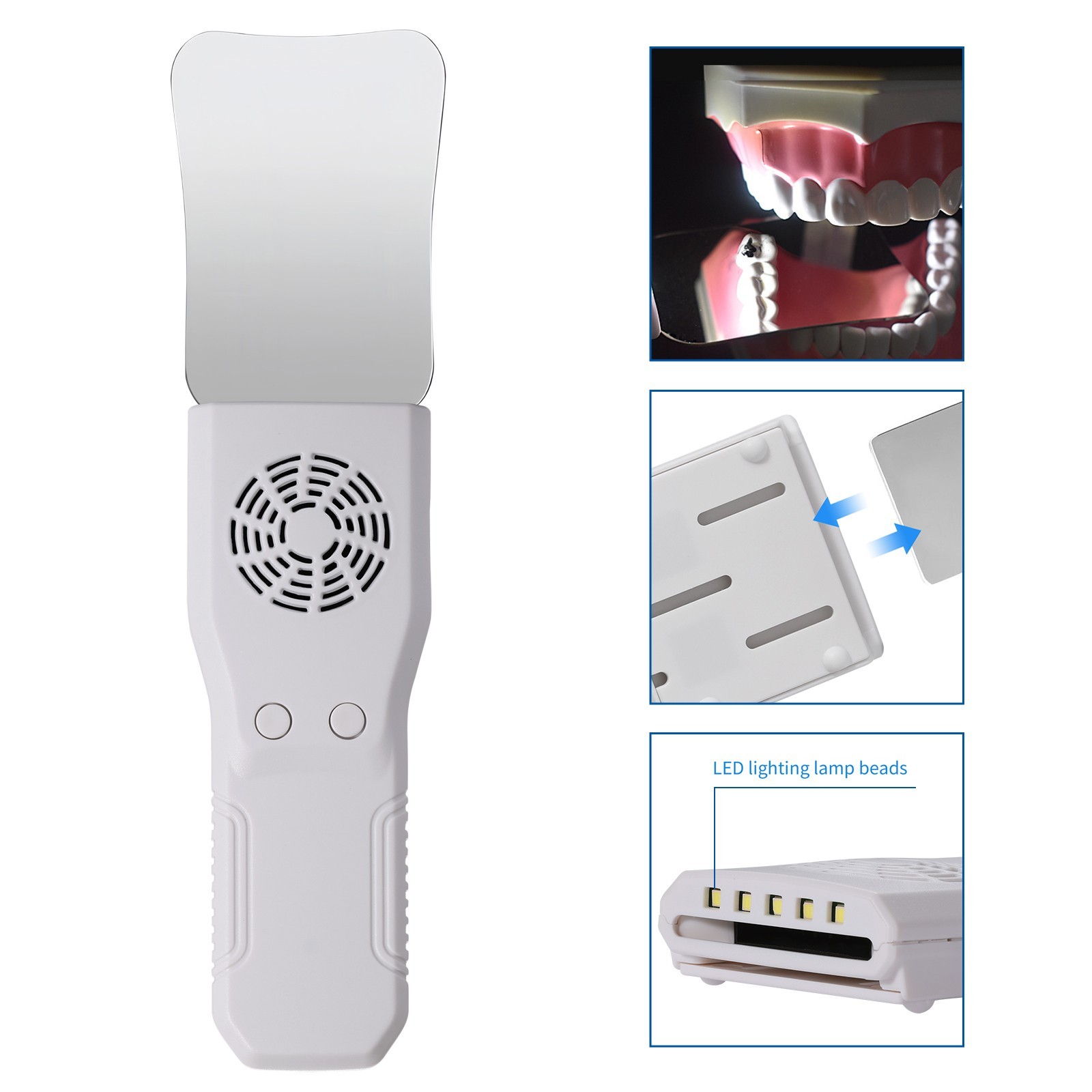 Dental Occlusal Mirror Fog Free Photo 5 LED Lights Intra Oral 4 Mirrors Anti-Fog