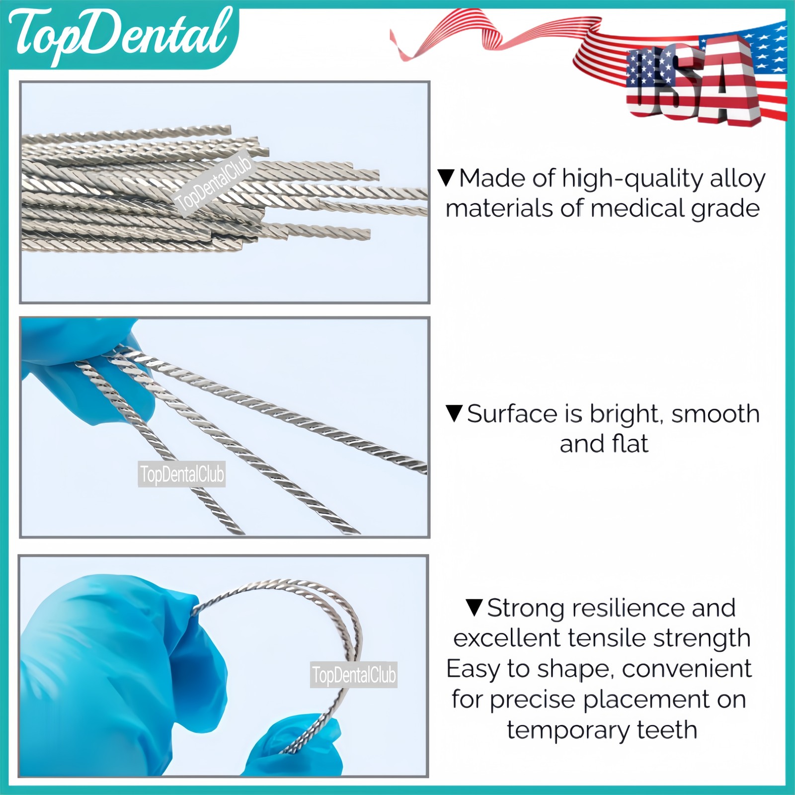USA Dental Connector Stainless Tianium Strengthener Wire Overdenture MU Implant