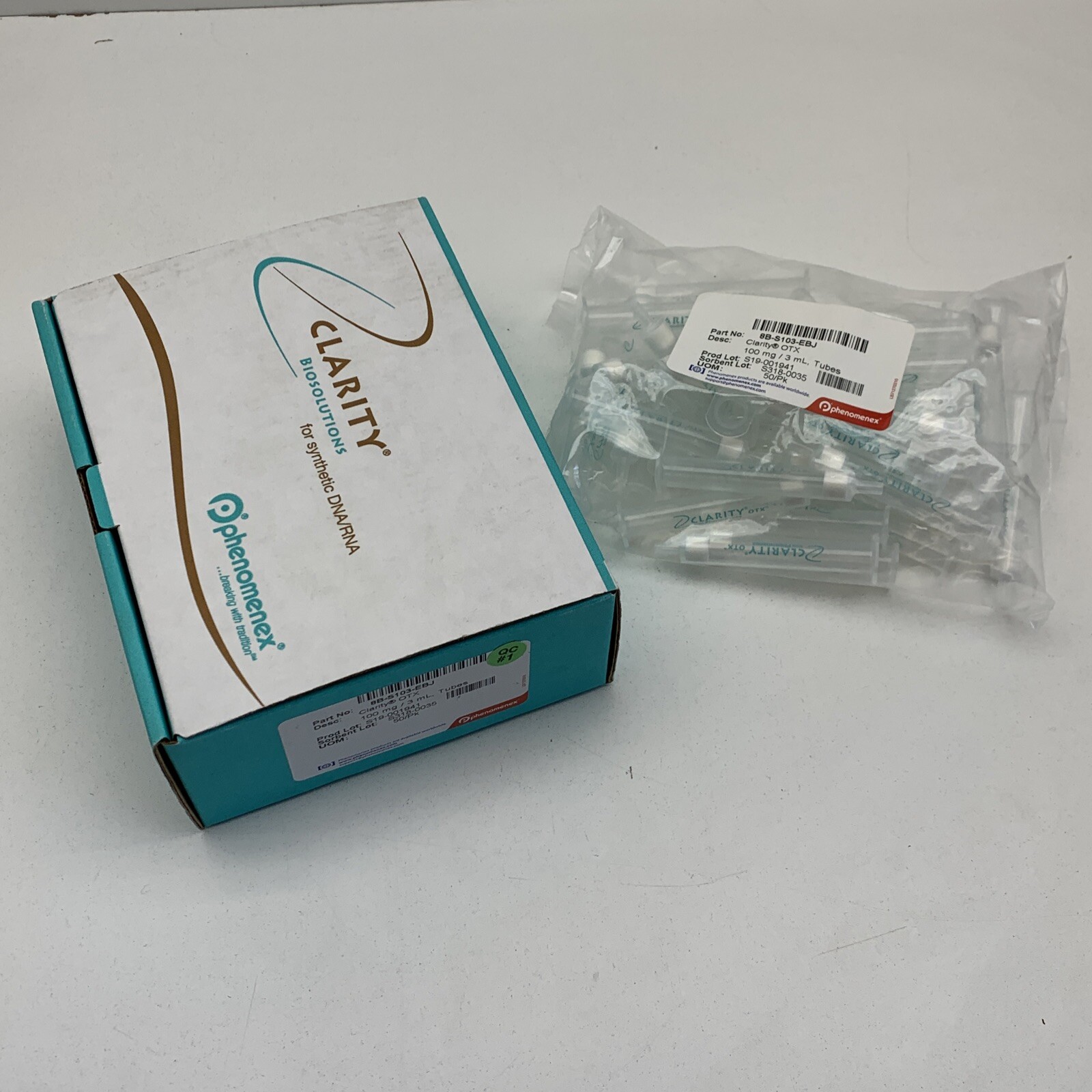 (50-Pack) Phenomenex 8B-S103-EBJ Clarity OTX Tube 100mg / 3mL