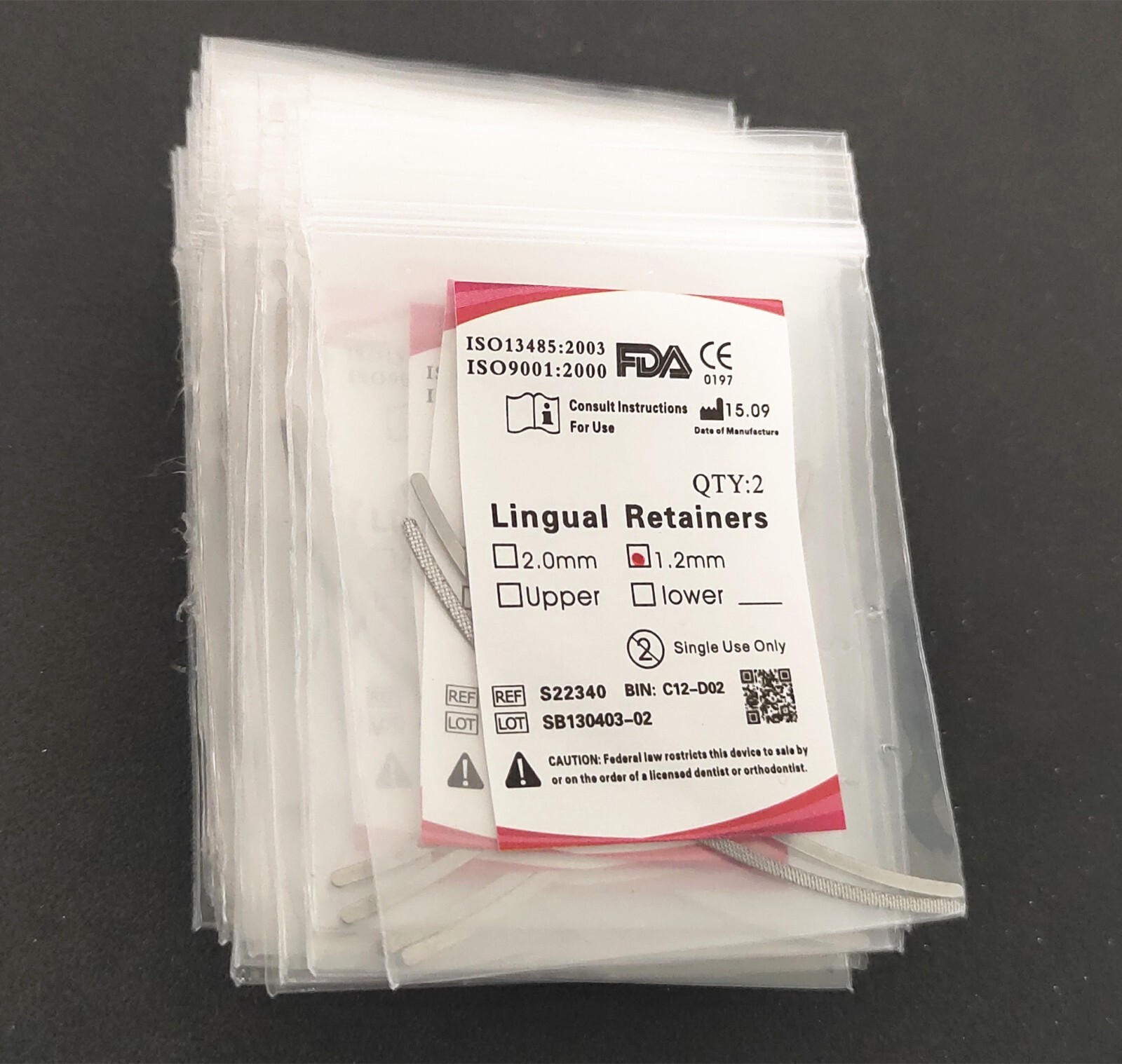 Dental Orthodontics 1.2mm Lingual Retainer 2Pcs/bag Universal Mesh Base