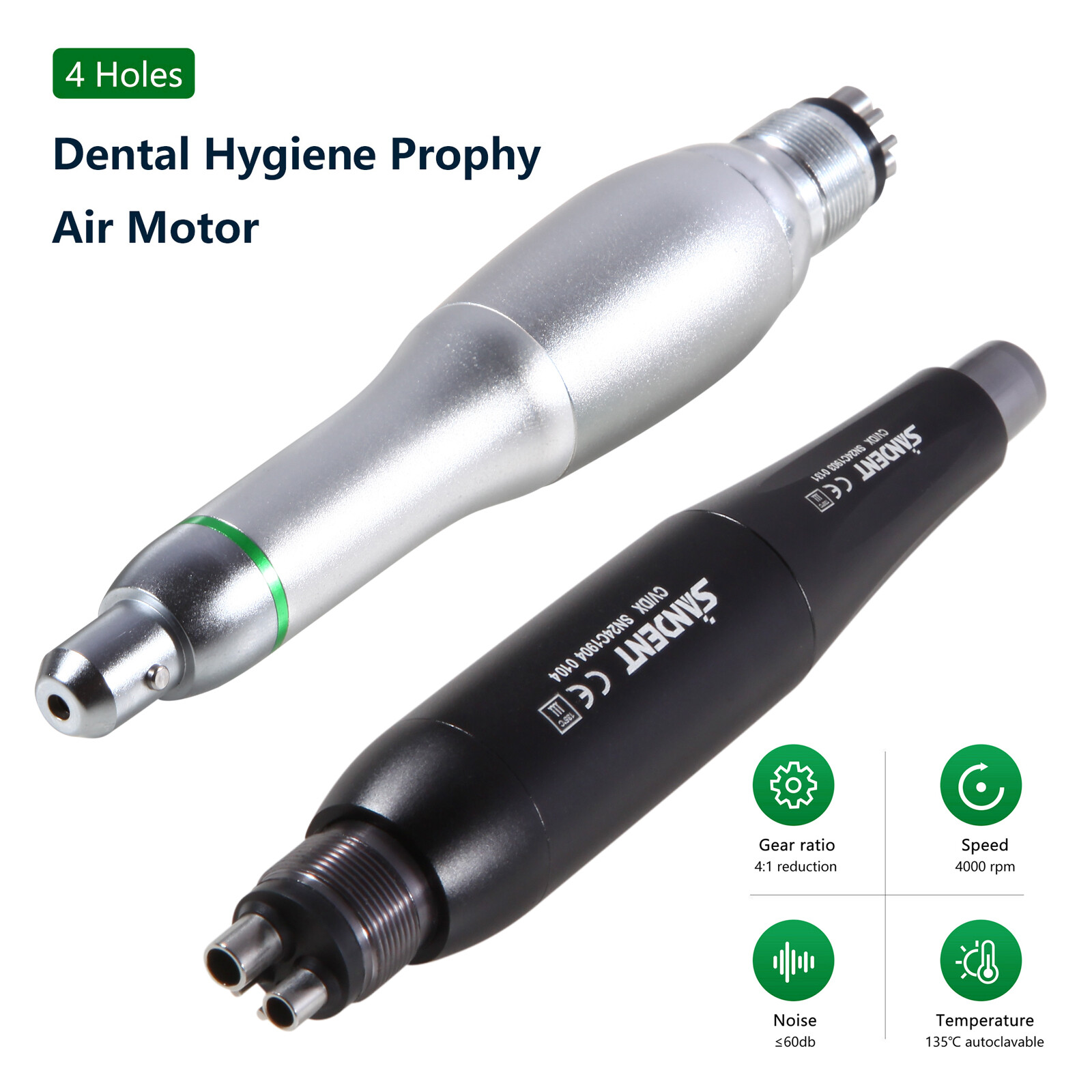 Dental Hygiene Prophy Handpiece Mini Air Motor 4 Hole 4:1 Straight Nose Cone USA