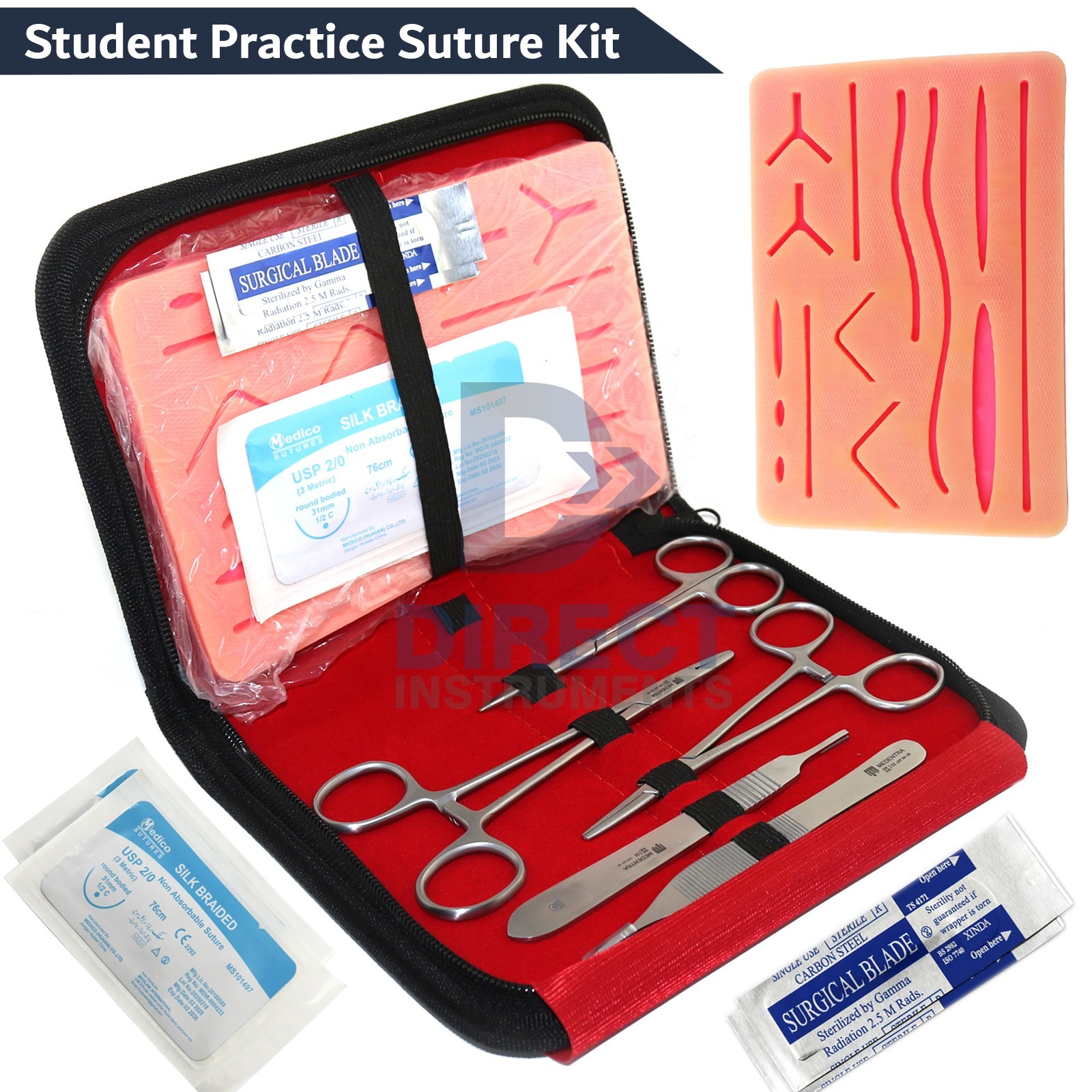 Complete Practice Suture Kit for Medical & Veterinary Students Training Set