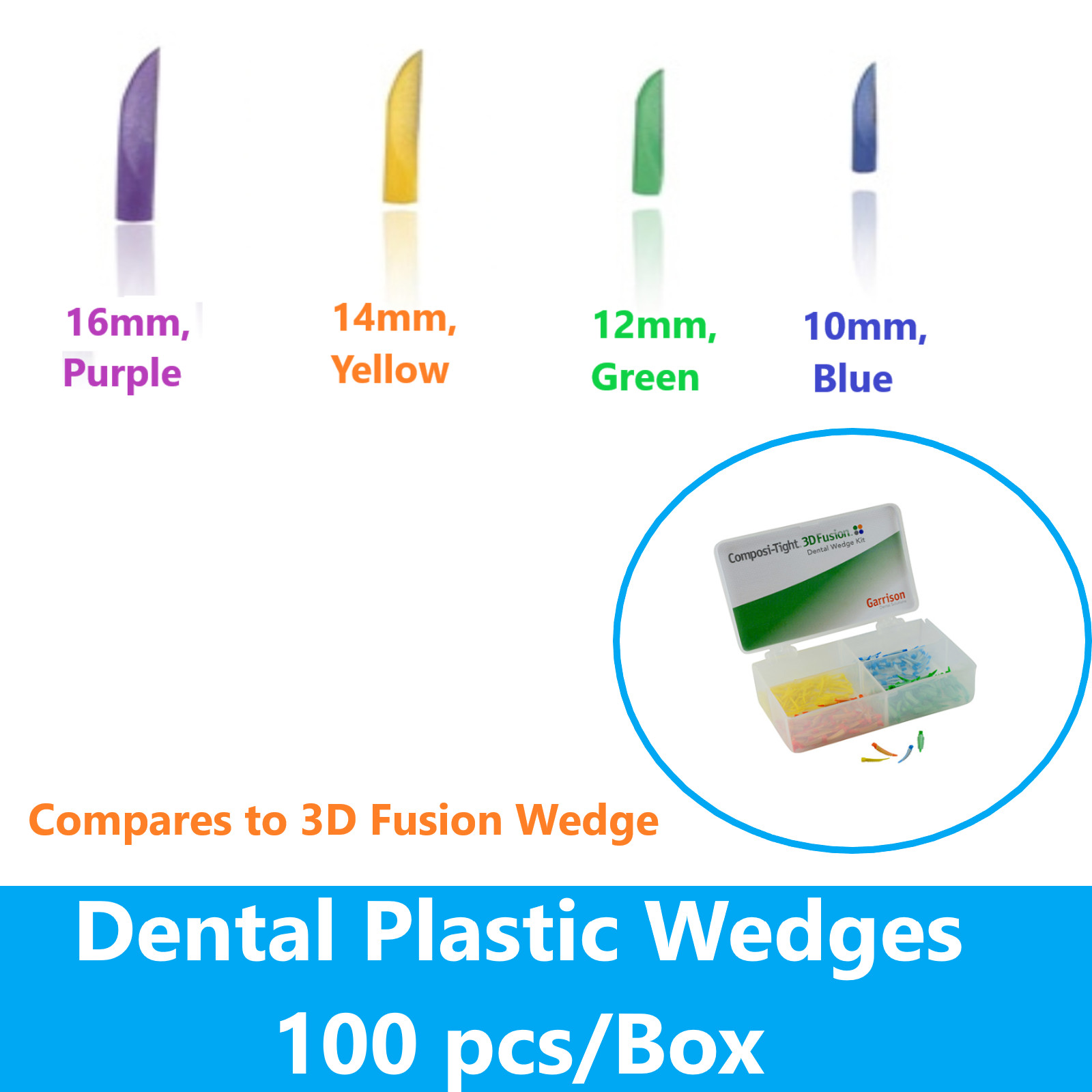 Dental Plastic Wedges Fusion Interproximal Wedges Type – 100 pcs, In 4 sizes