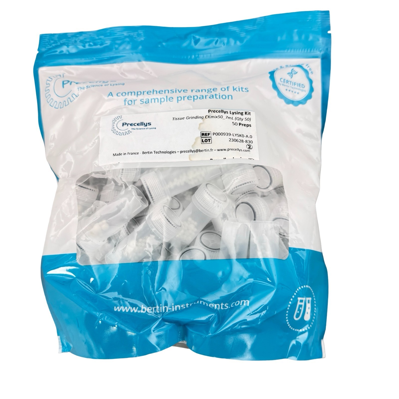 Precellys Lysing Kit CKmix50 7mL Tissue Grinding Tubes 50 Preps P000939-LYSKO-A.