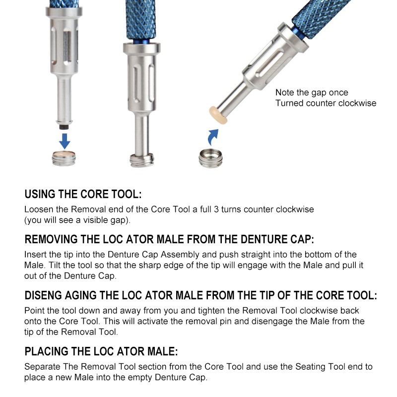 Locator Core Tool Overdenture Attachment Universal Process Tool for Multi System