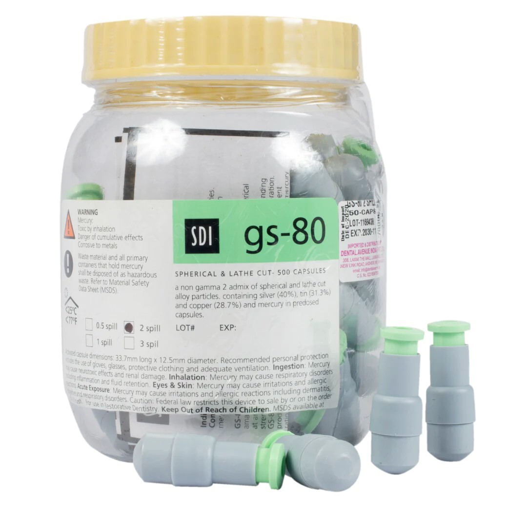 SDI GS-80 Amalgam Alloy Dental Material Regular Set Spill 50 Capsules Per Box