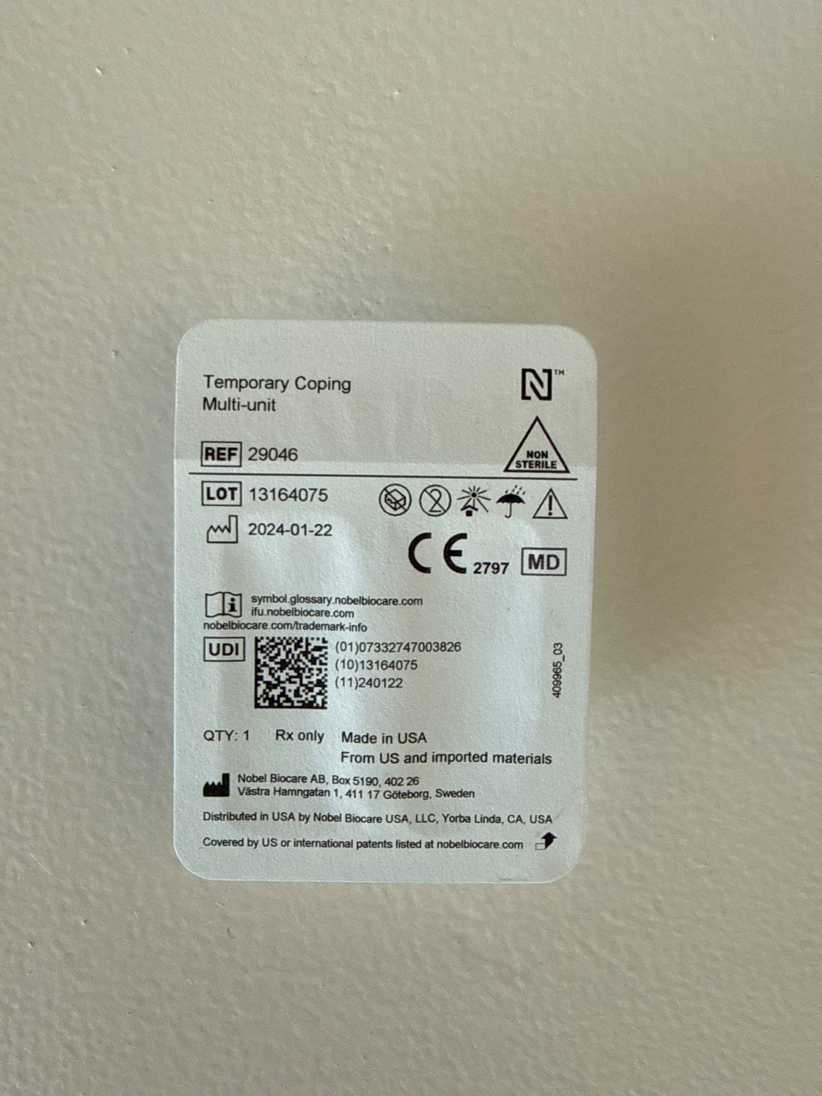 Nobel Biocare Temporary Coping Multi-unit