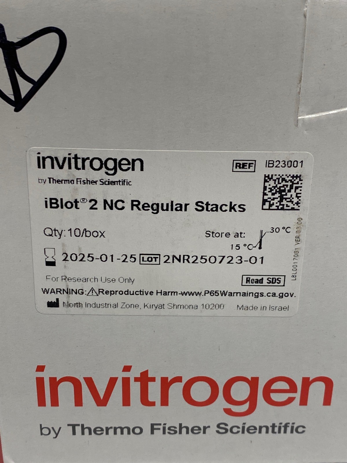 (10/Pk) INVITROGEN iBlot 2 NC Nitrocellulose Regular Transfer Stacks IB23001