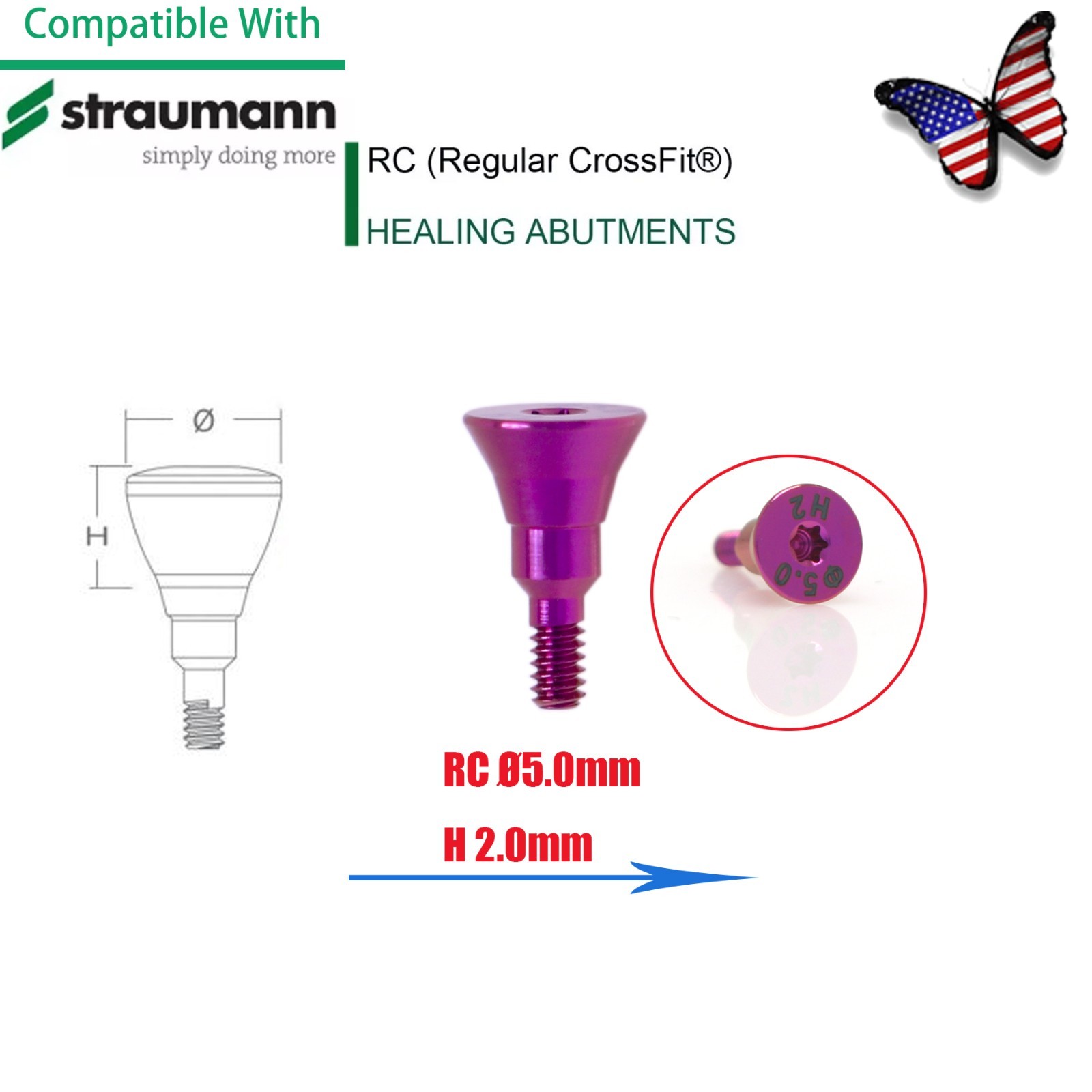Dental Healing Abutment Cap/Closure Cover Screw Fit Straumann Cross Bone Level