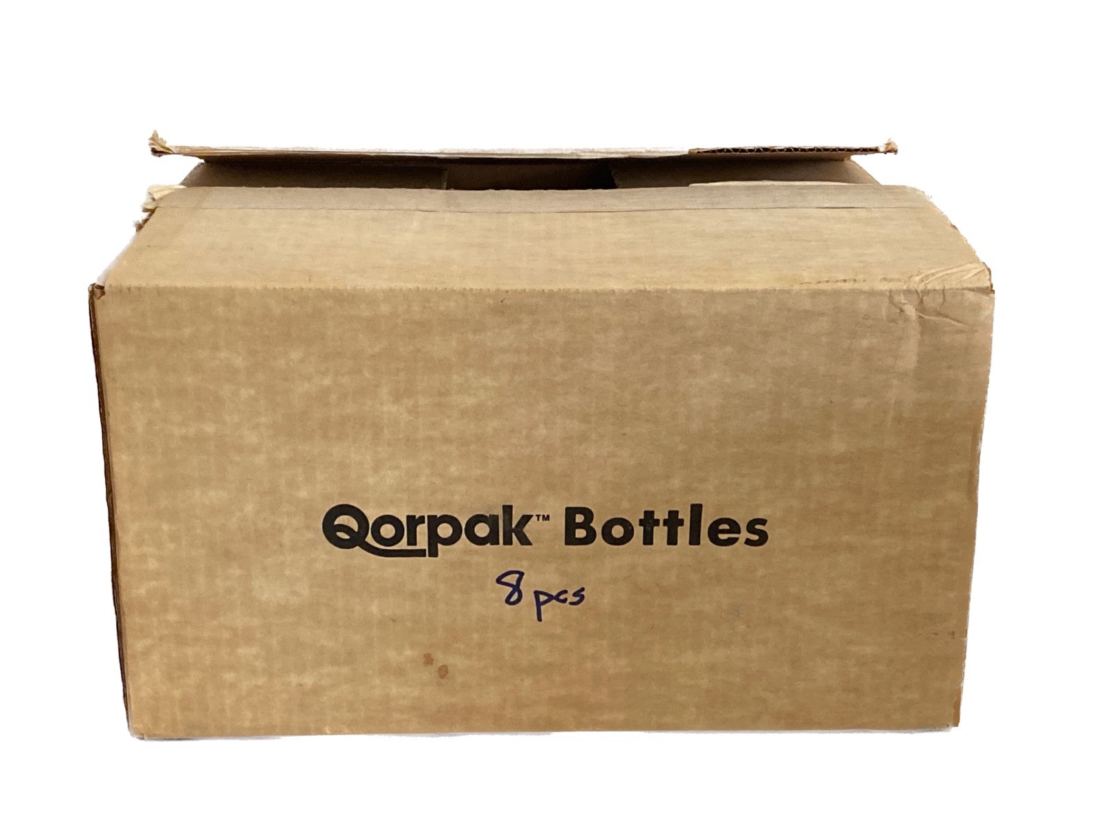 (8) QORPAK Amber Glass 32oz. Narrow Mouth Round Bottles w/ Screw Caps 2123