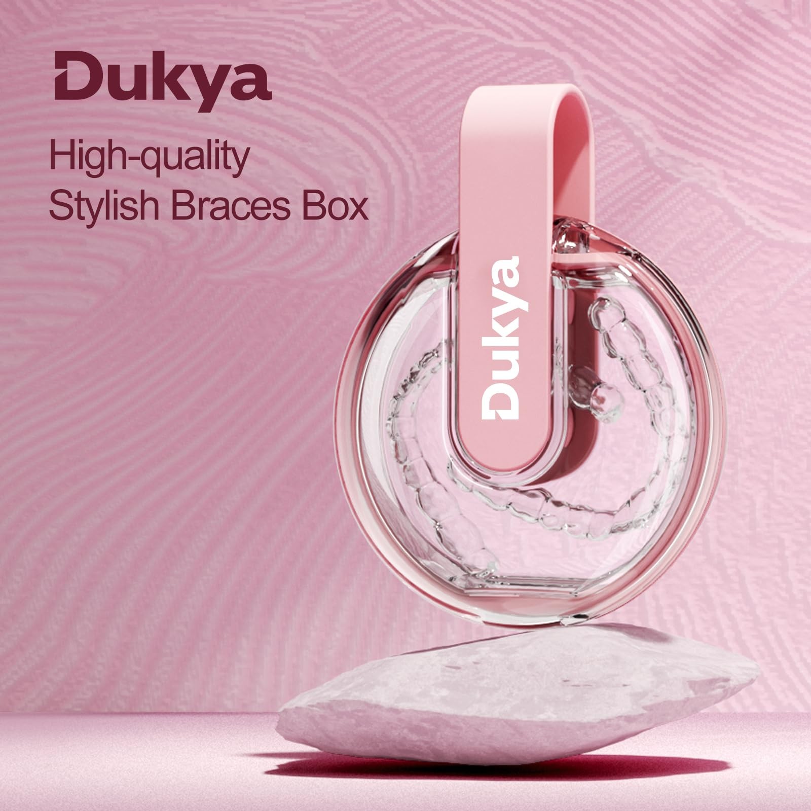 Dukya Retainer Case – mouth guard and Orthodontic Aligner Case, Sakura Pink