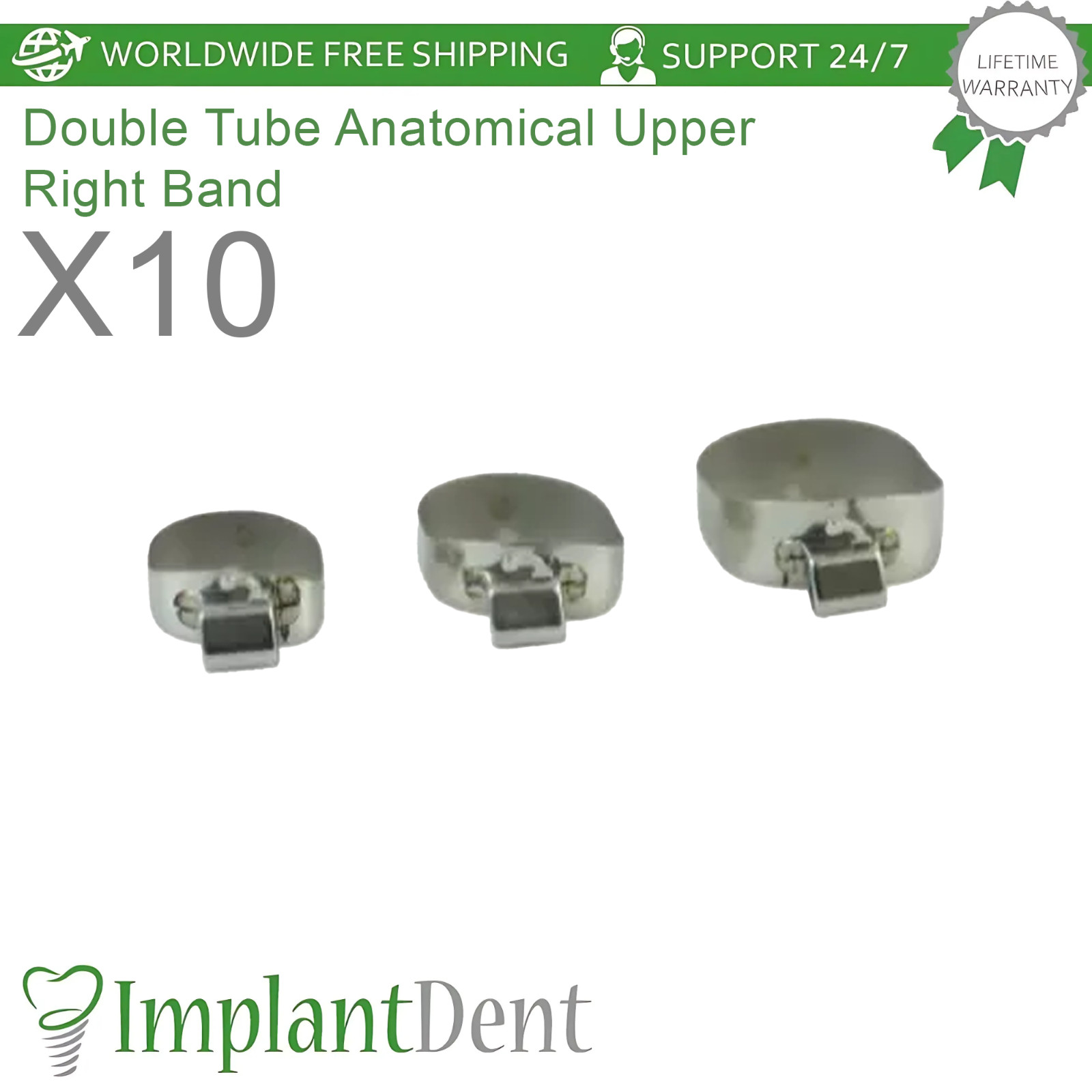 10x Dental Molar Double Tube Anatomical Upper Right Band Braces Span Ortho Lab