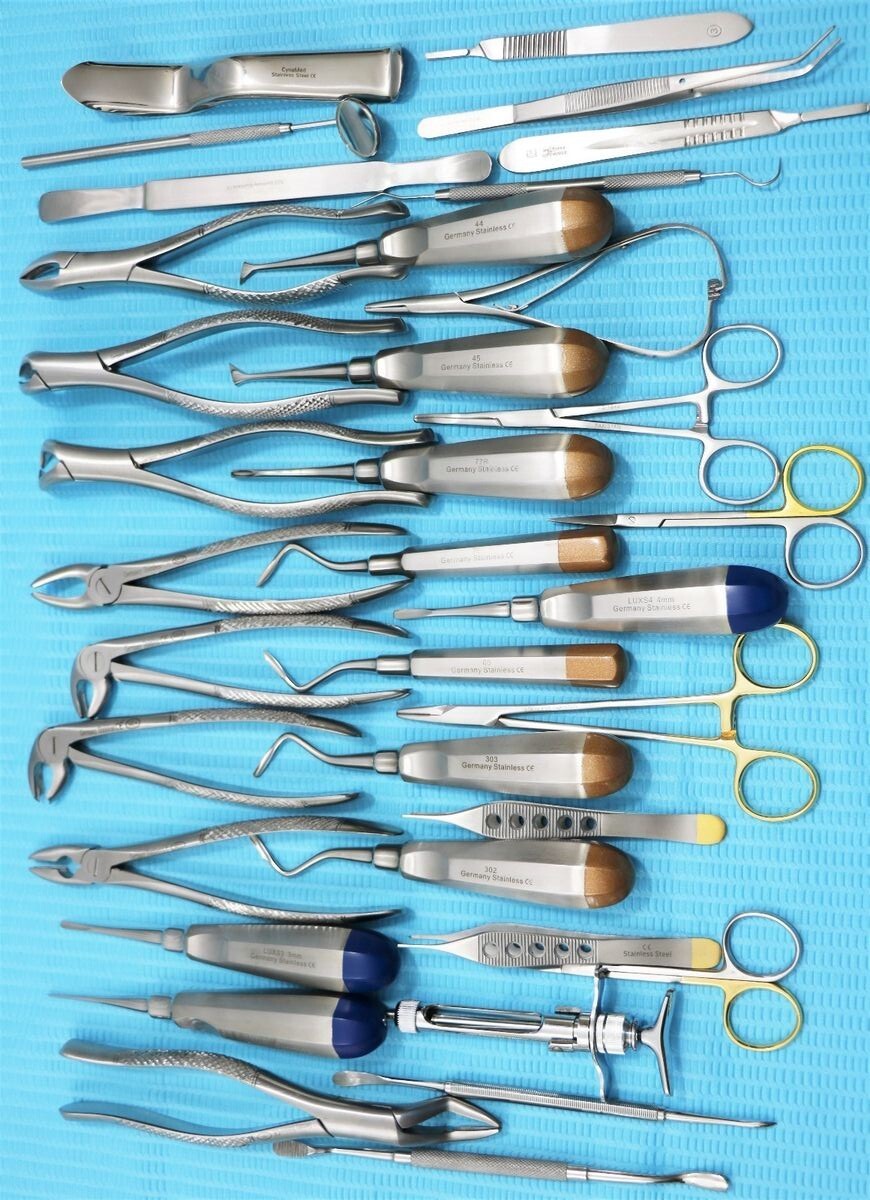 GERMAN 74 PC ORAL DENTAL SURGERY EXTRACTING ELEVATORS FORCEPS INSTRUMENT KIT SET