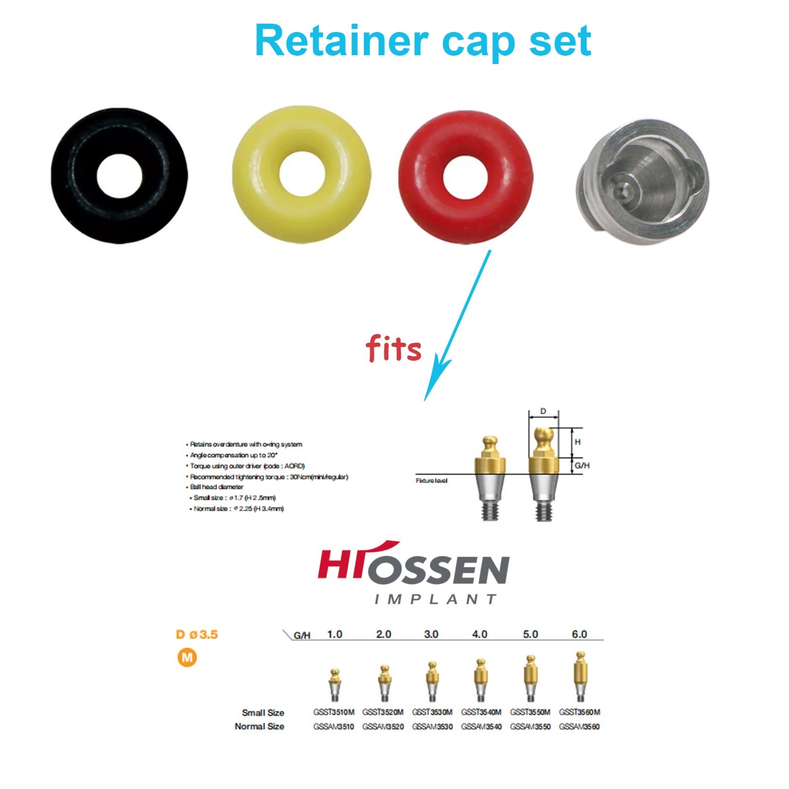 US Dental O-ring 4Pcs/Set for Ball Attachment Abutment Compatible Hiossen Osstem
