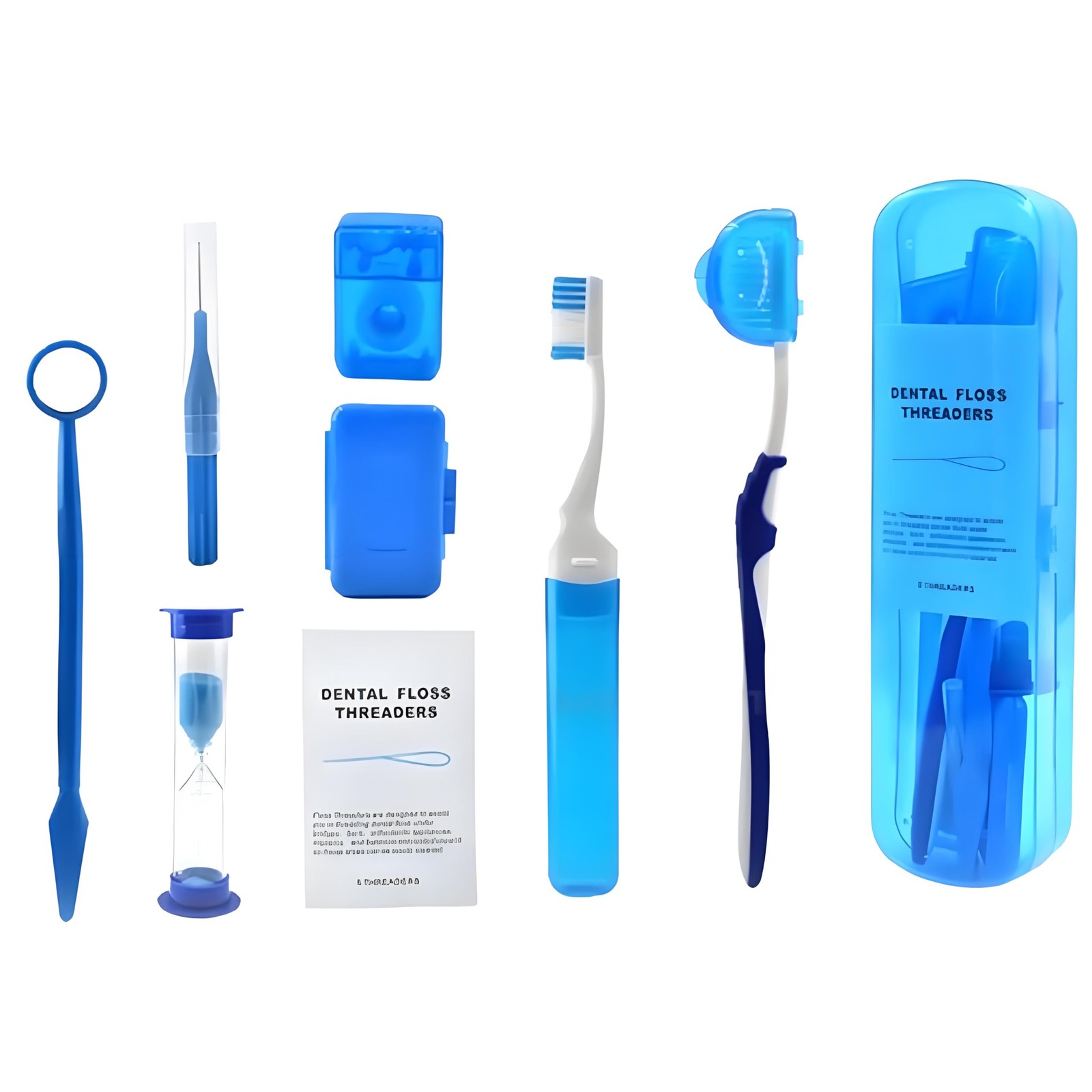 EASYTODENTA 8-in-1 Portable Orthodontic Oral Care Kit Braces Cleaning Blue