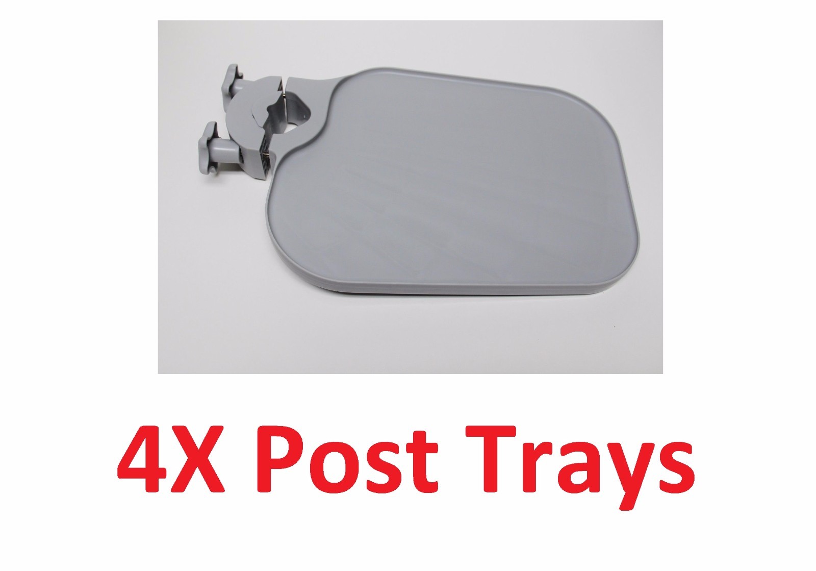 4 X TPC Post Mounted Utility Tray Shelf Table Dental Medical Tatoo Grey