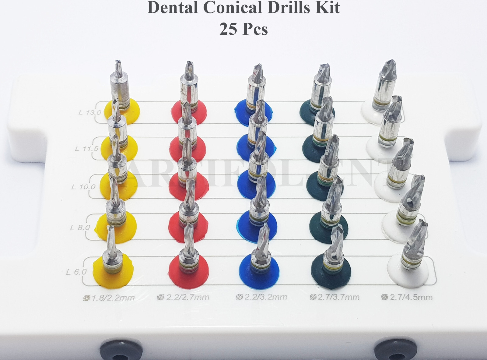 Dental Conical Drill Kit 25 Pcs with Stopper Implant Surgical Drills Kit