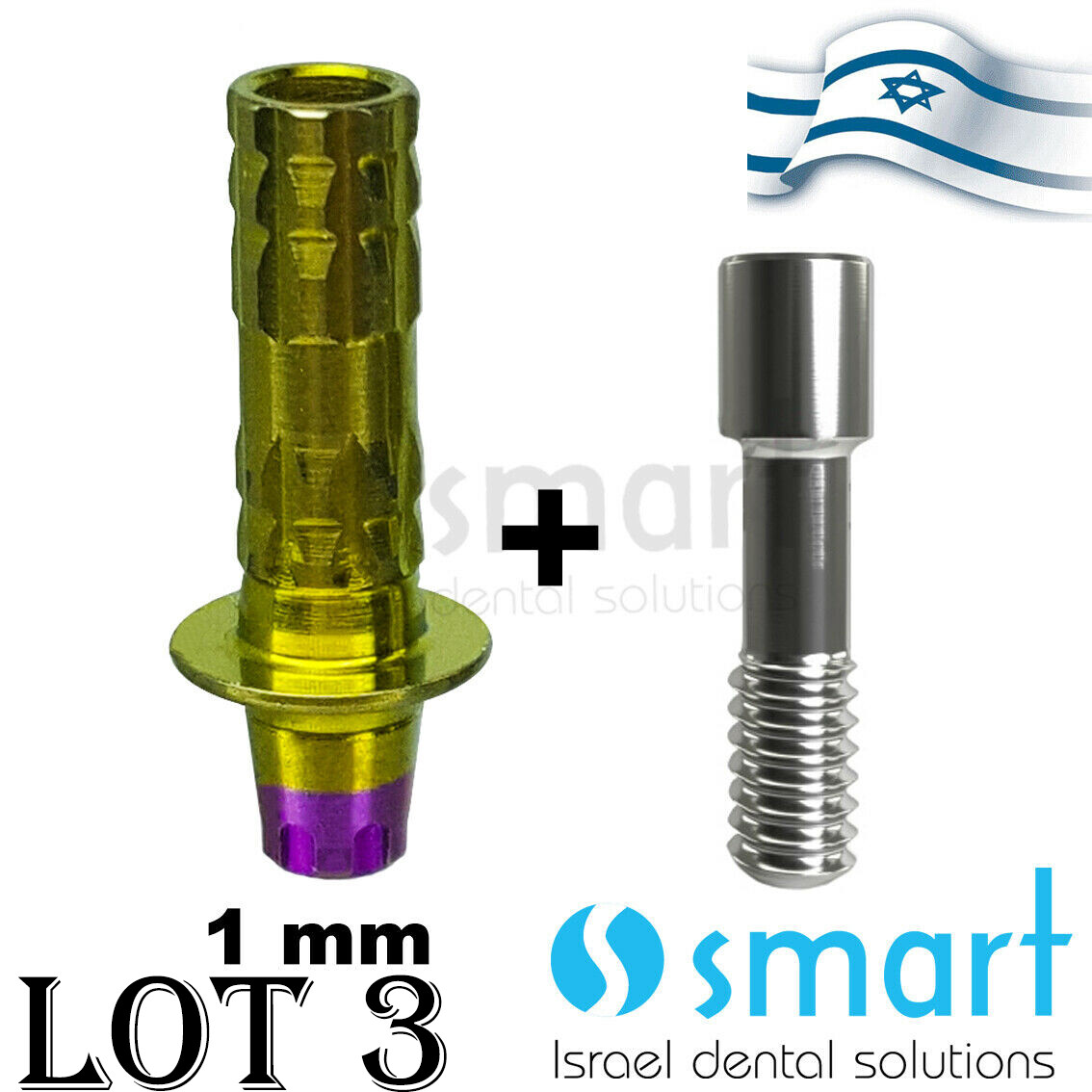 LOTx3 Straight Temporary Abutment MIS C1V3 SP Fit Hex 1m Wide