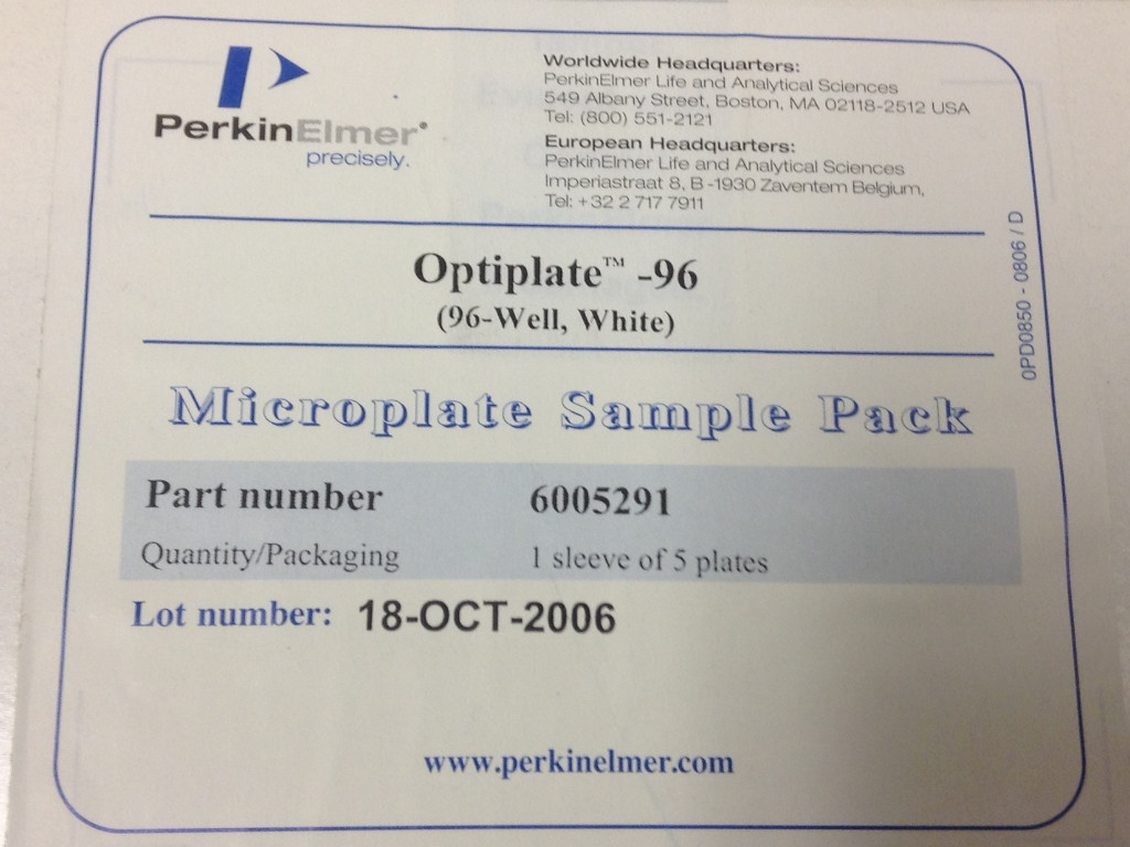 PerkinElmer – P/N: 6005291 – OptiPlate 96 – White Microplates Sample – 5 Plates