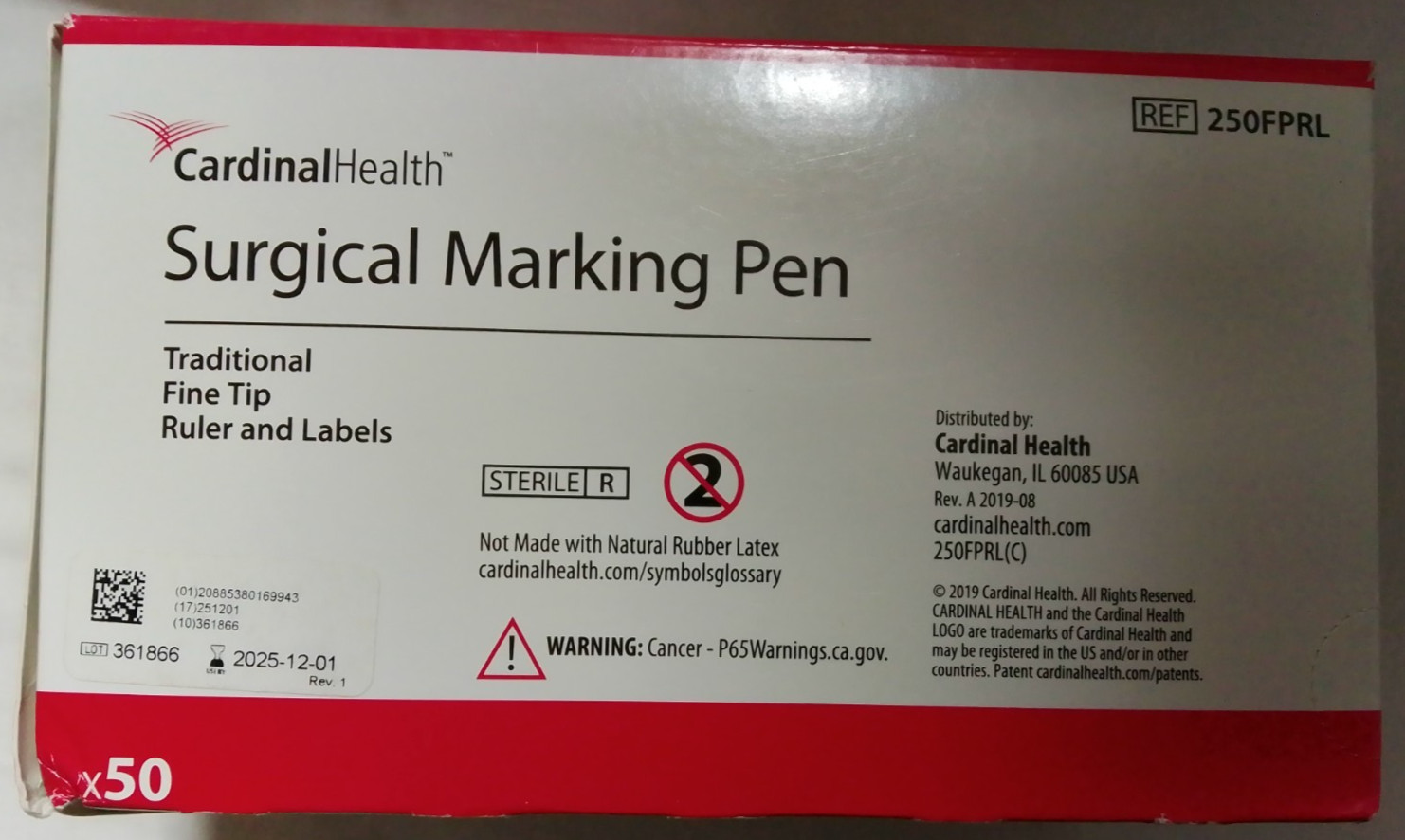 (50) Cardinal Health Surgical Marking Pen New in Box 250 FPRL