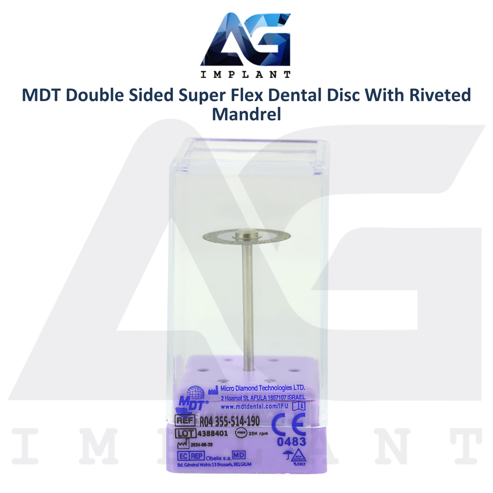 MDT Double Sided Super Flex Dental Diamond Coated Disc Thin with Riveted Mandrel