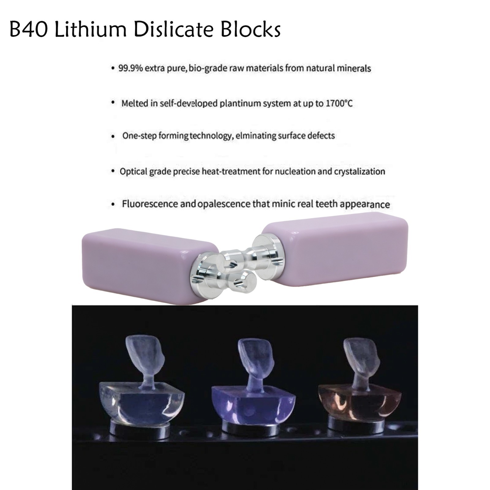 B40 Dental LT Emax Ceramic Blocks Lithium Disilicate Block CAD/CAM for CEREC