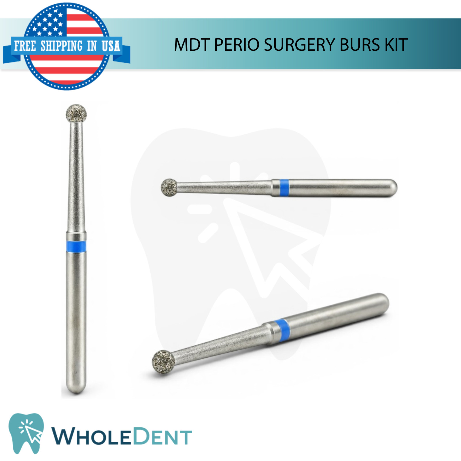 MDT Perio Dental Burs Kit 13Pc Stainless Steel Diamond Coated B0ne Shaping Tool